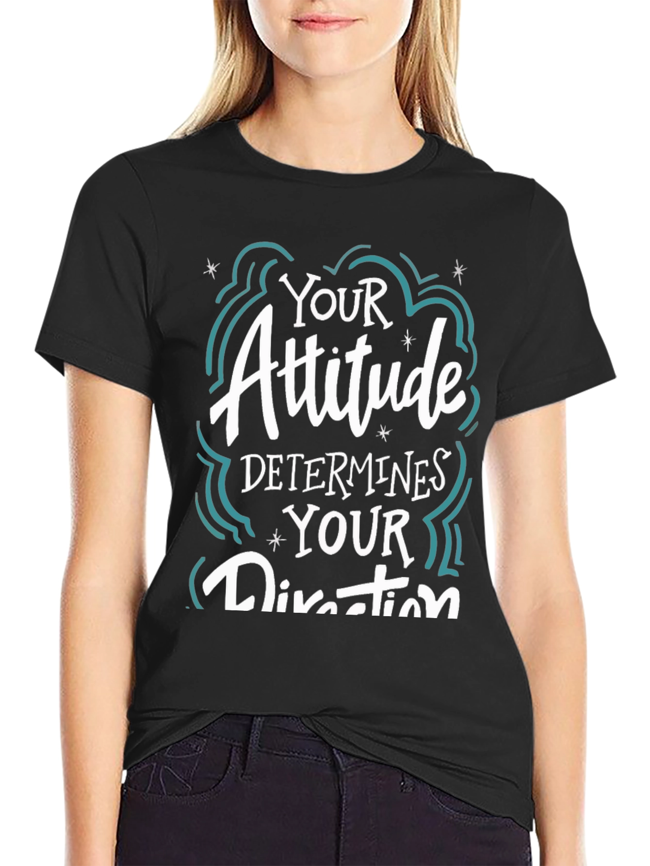Black Attitude Determines Direction Graphic T-Shirt view 2