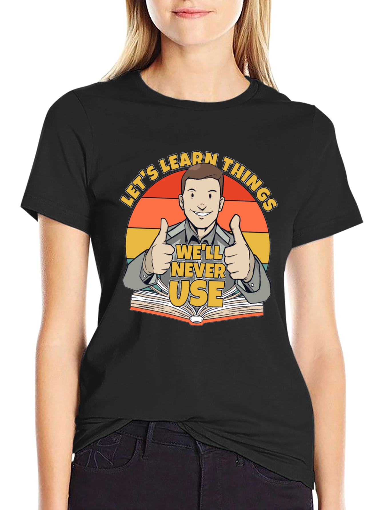 Black Funny Learn Things T-Shirt view 2