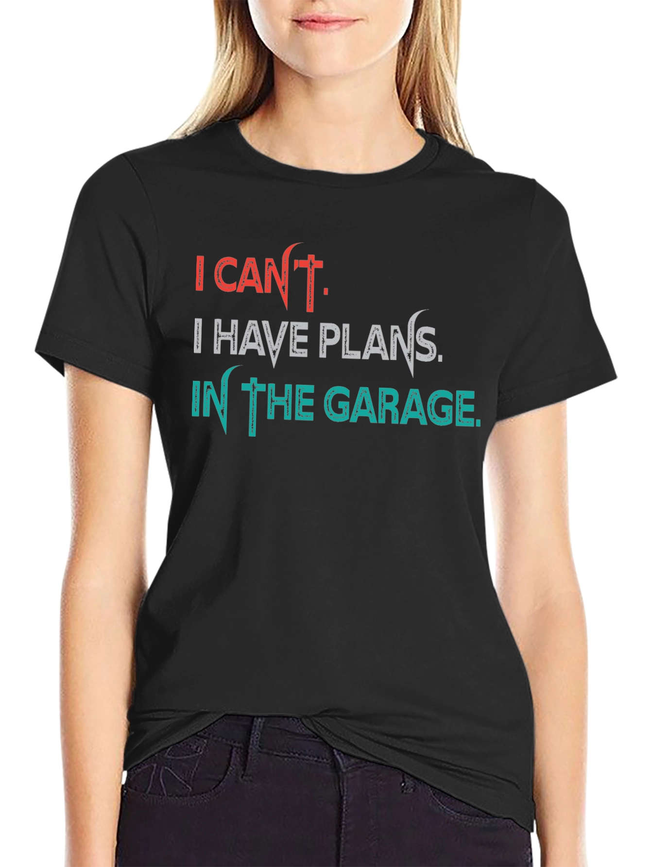 Black Garage Plans T-Shirt - I Can't, Funny Hobby Tee view 2