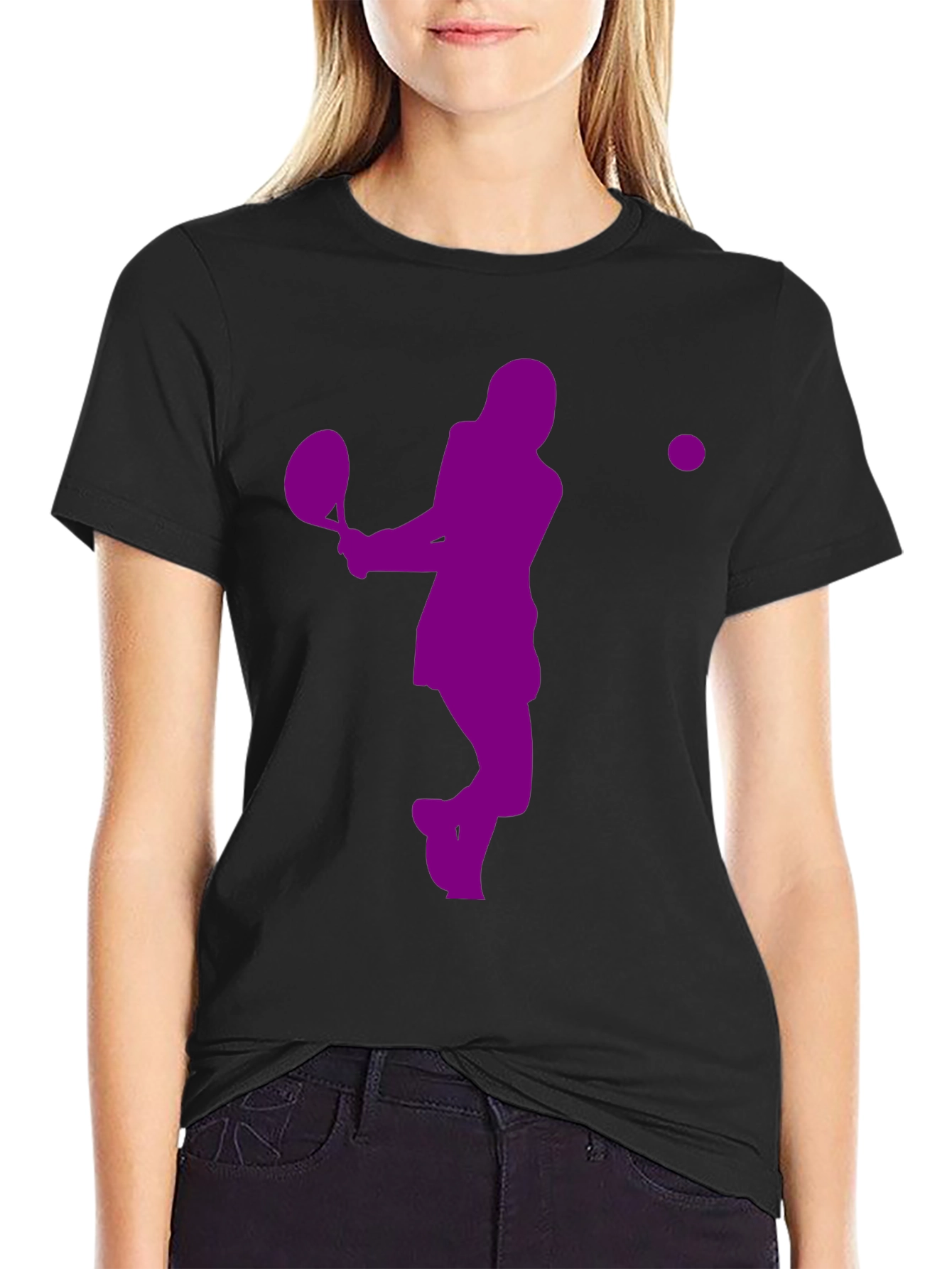 Black Tennis Player Graphic T-Shirt - Sporty Casual Style view 2