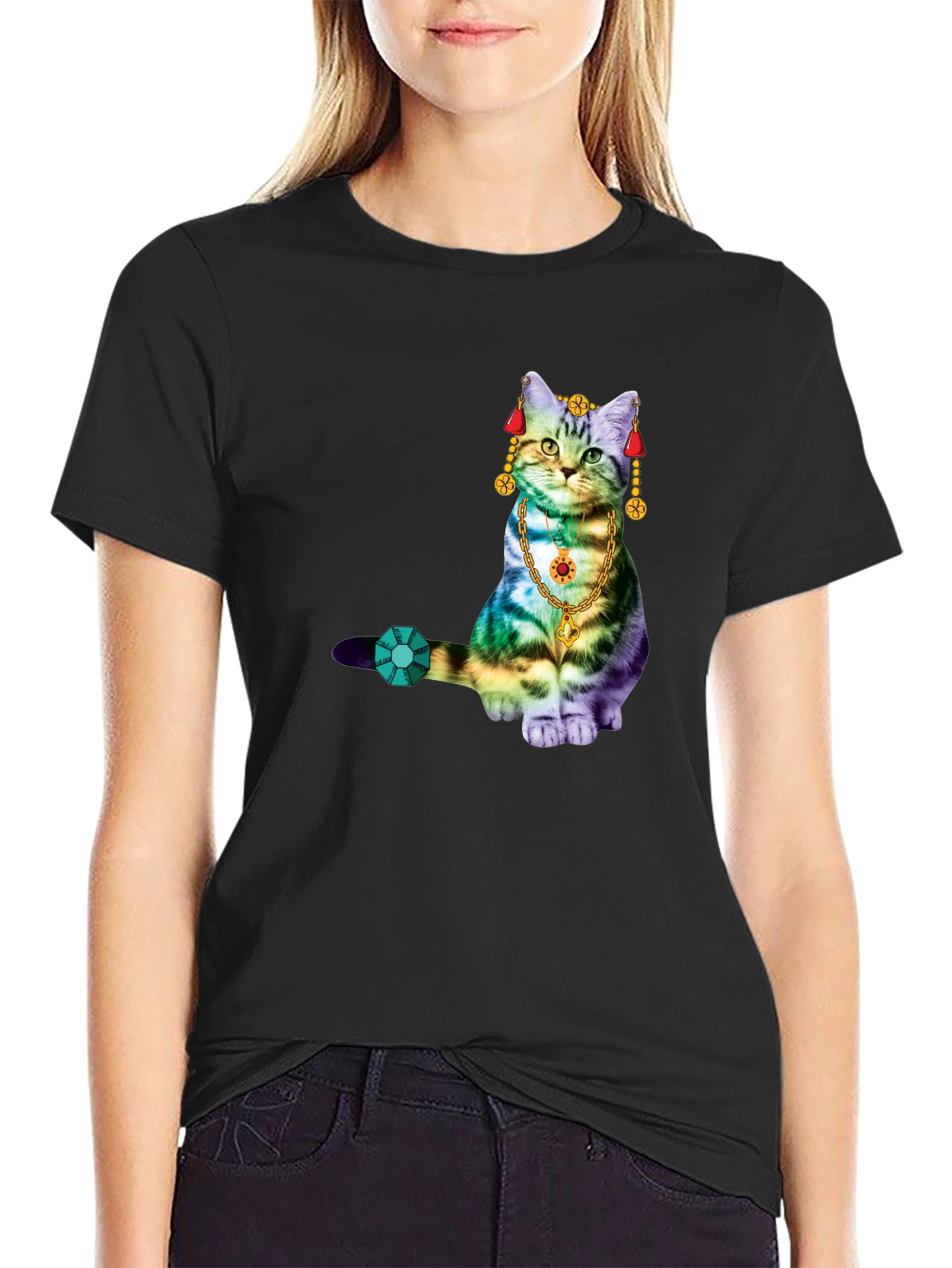 Black Cat Jewel T-Shirt - Black view 2