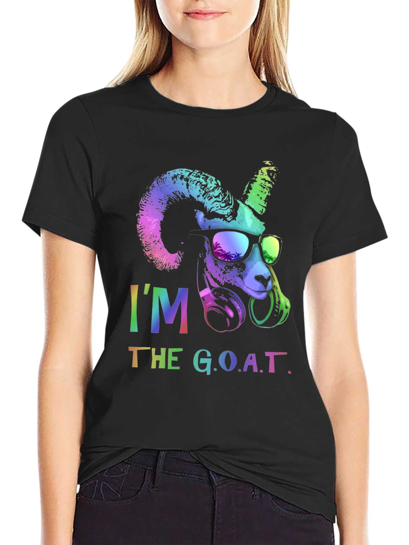 Black I'm The G.O.A.T. Graphic T-Shirt view 2