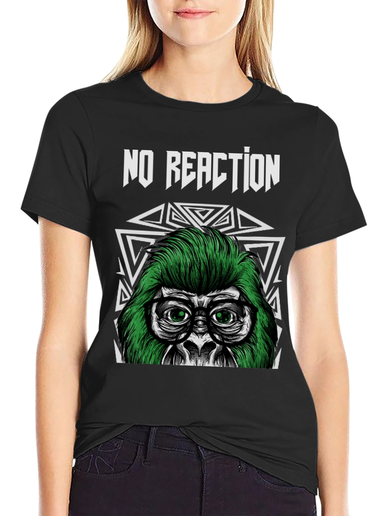 Black No Reaction Gorilla Graphic Tee view 2