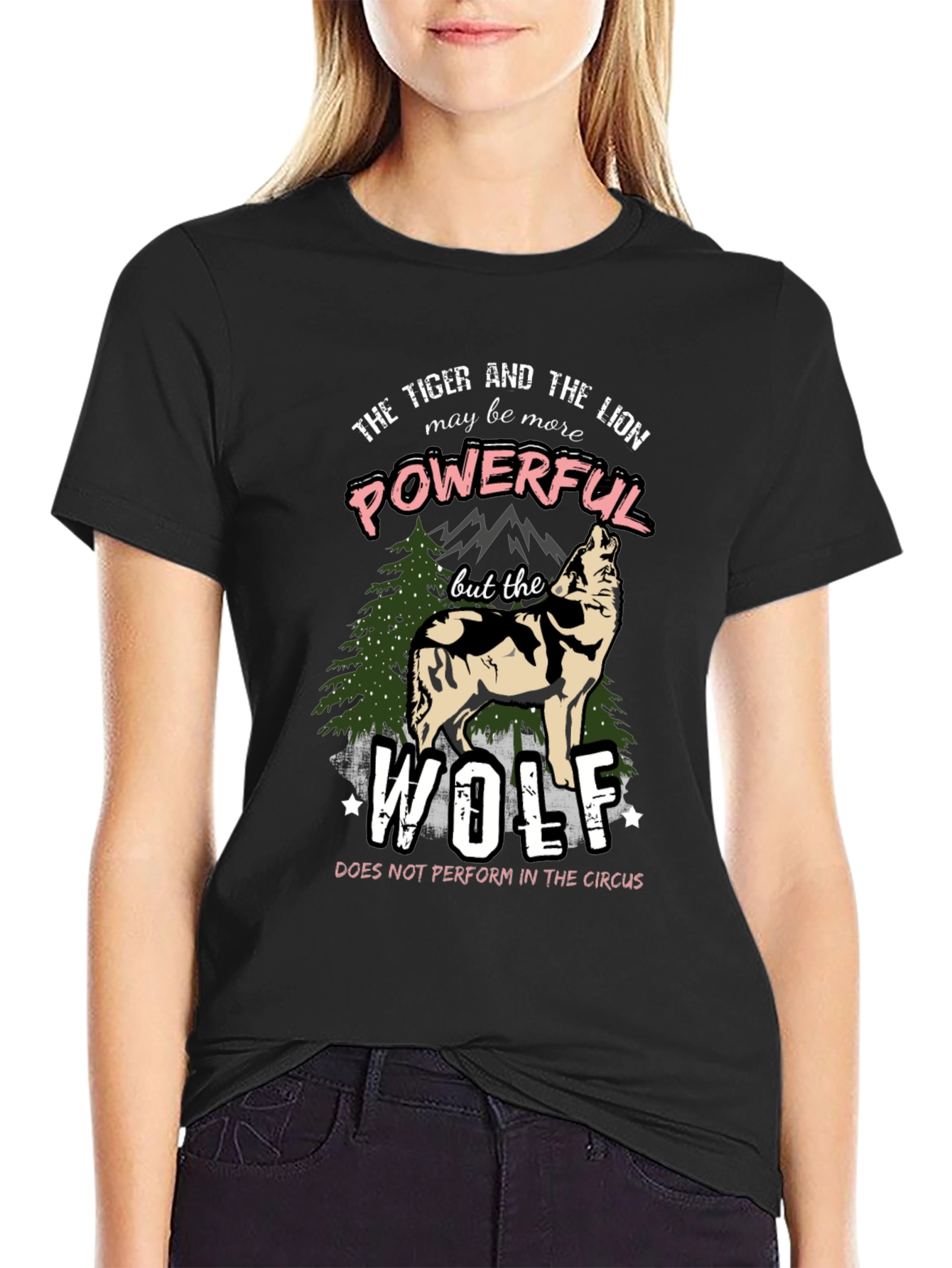 Black The Wolf Powerful T-Shirt view 2