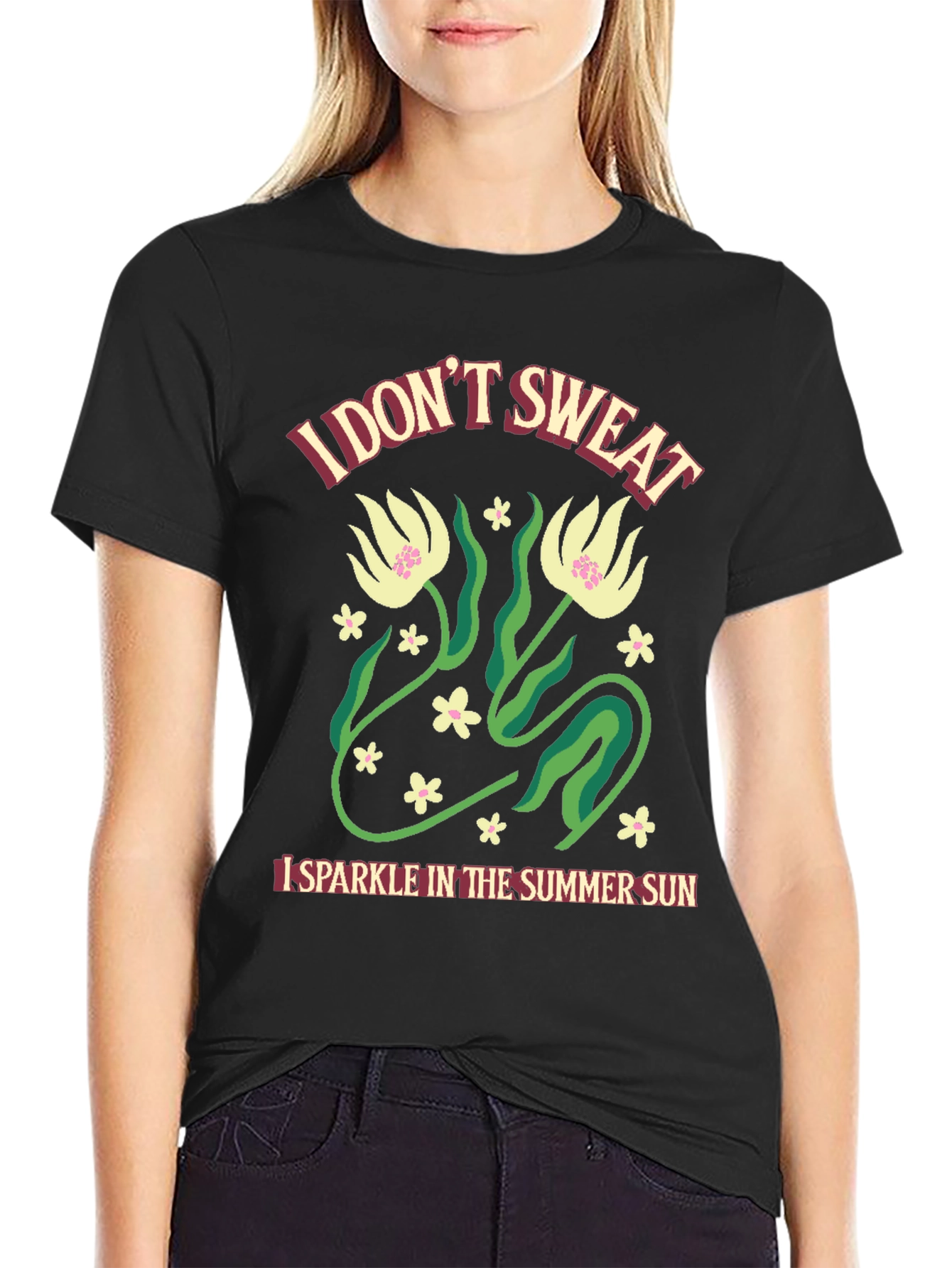 Black I Don't Sweat Summer Fun T-Shirt view 2