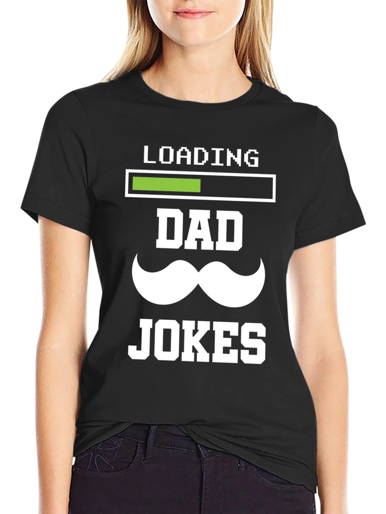 Black Dad Jokes Loading T-Shirt - Funny Father's Day Tee view 2