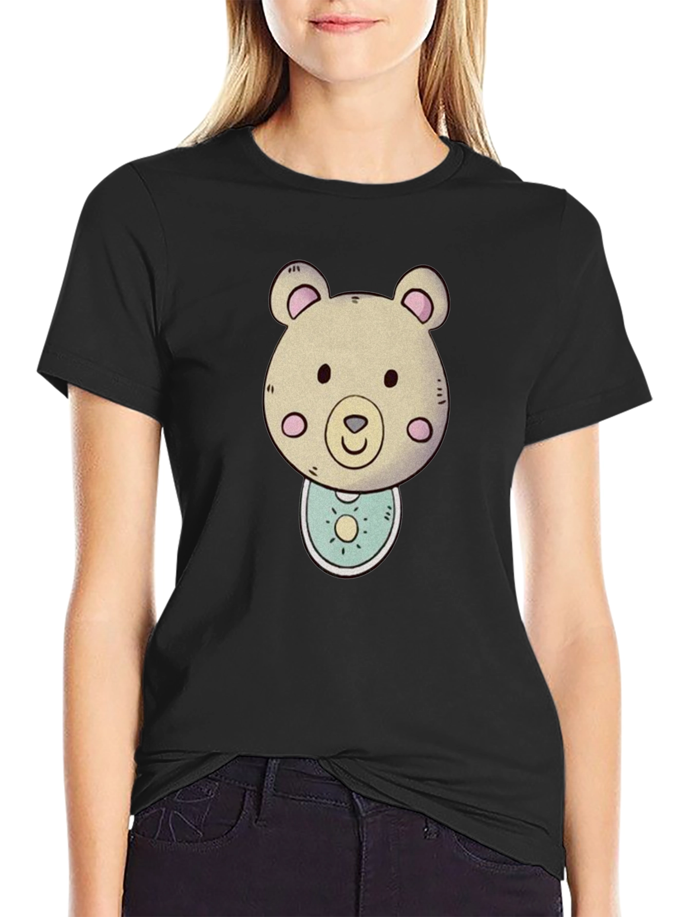 Black Bear Graphic Tee - Cute Cartoon Animal Shirt view 2