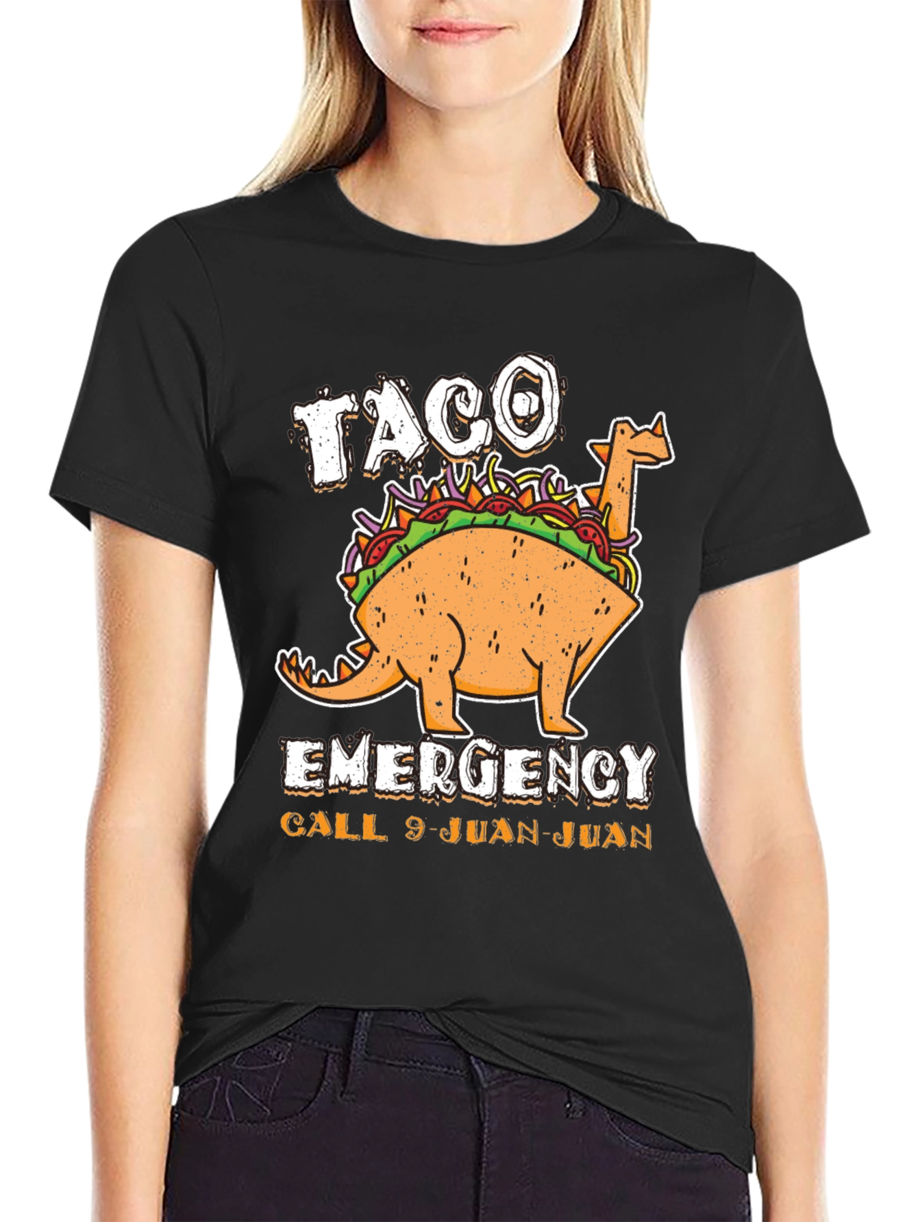 Black Taco Emergency Call 9-Juan-Juan Funny Graphic T-Shirt view 2