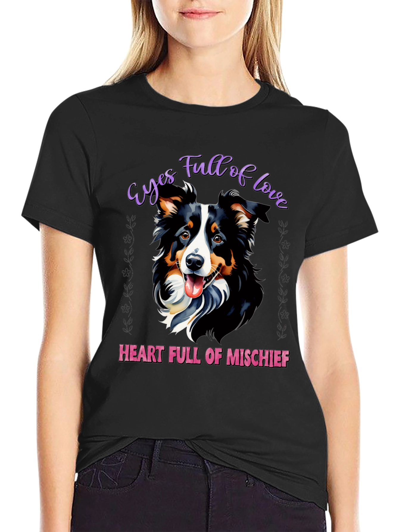 Black Eyes Full of Love Dog Graphic T-Shirt view 2