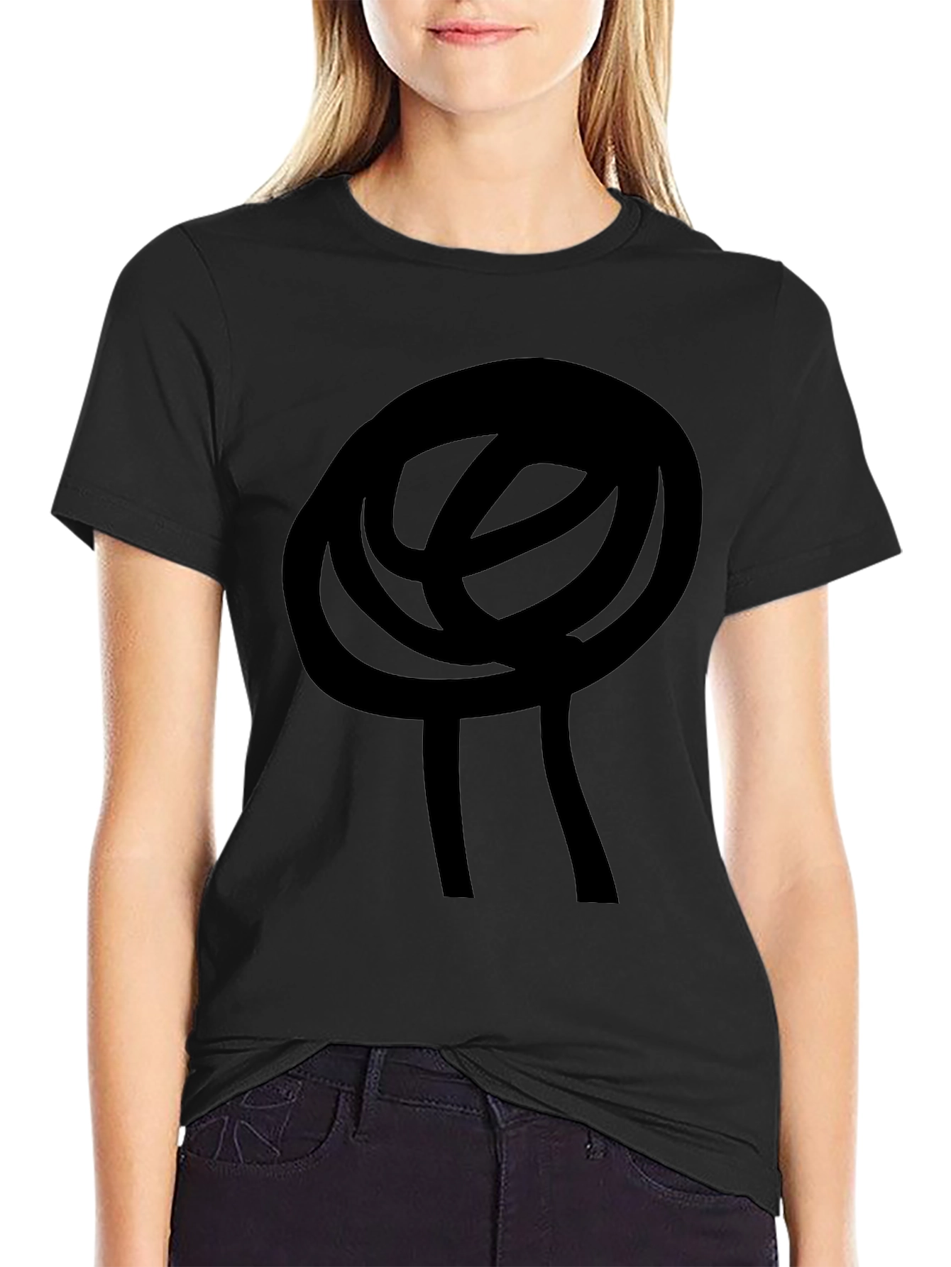 Black Abstract Graphic Print Black T-Shirt view 2