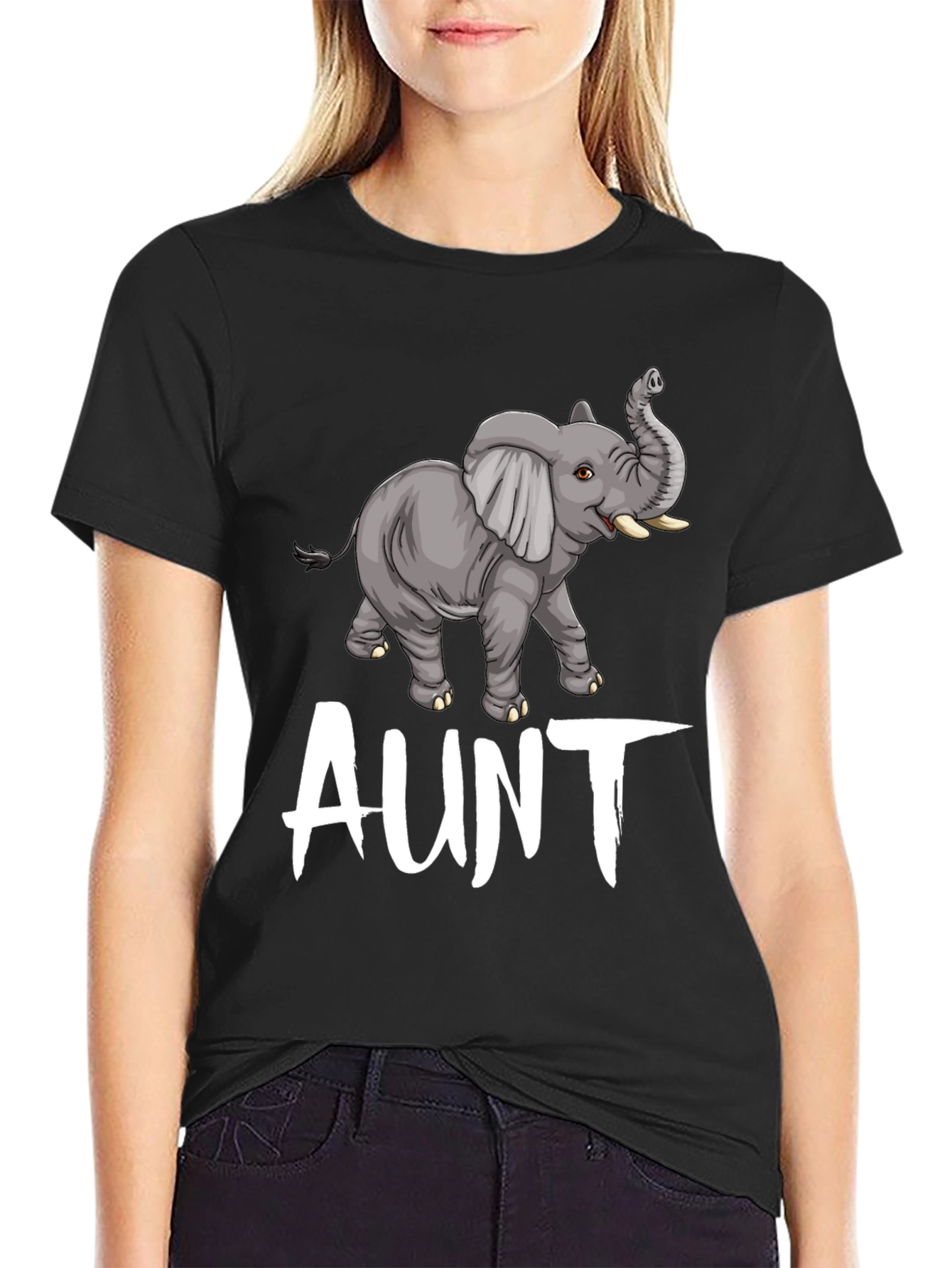 Black Elephant Aunt T-Shirt - Cute Family Tee view 2