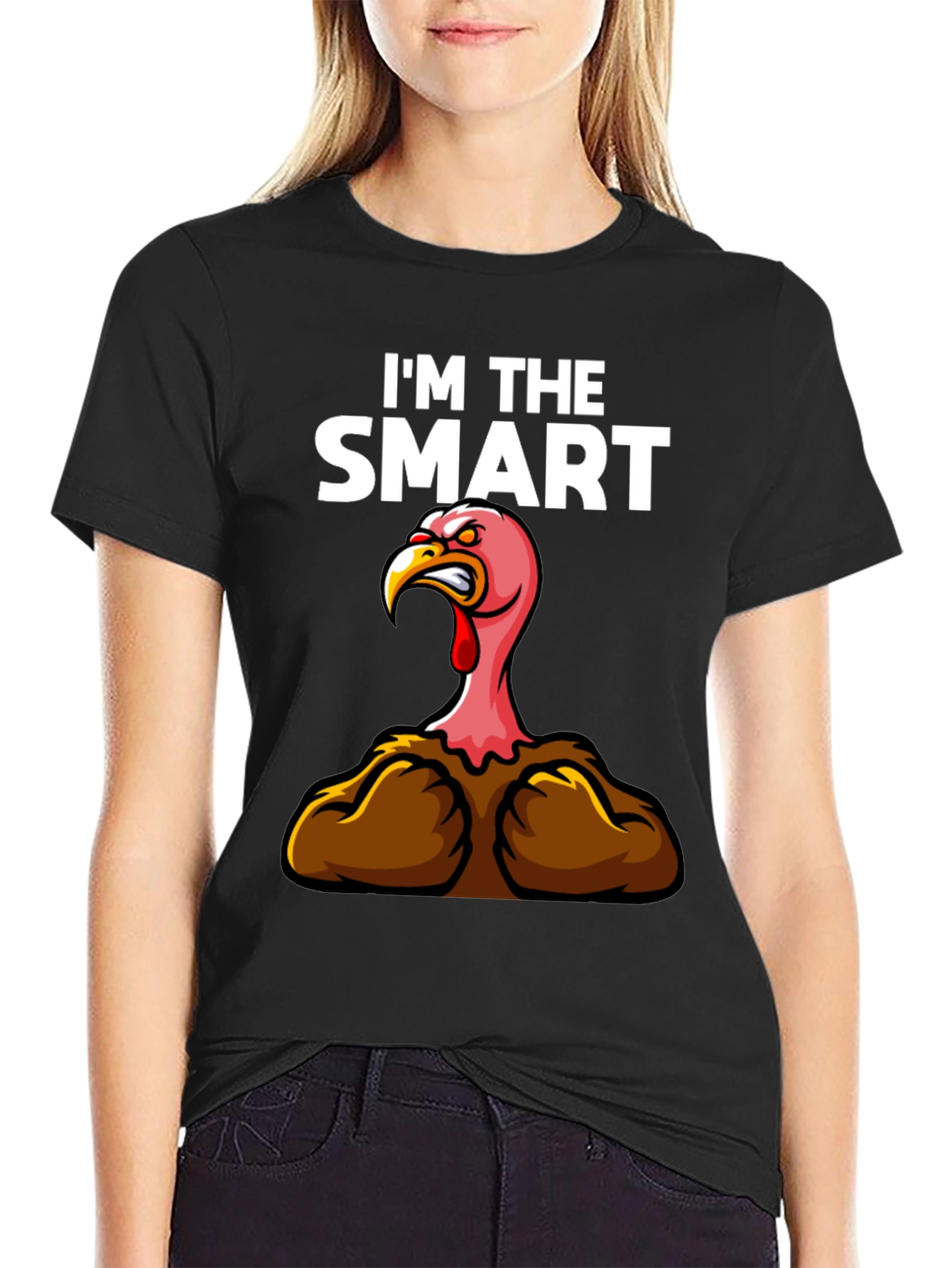 Black Funny "I'm The Smart" Turkey Thanksgiving T-Shirt view 2