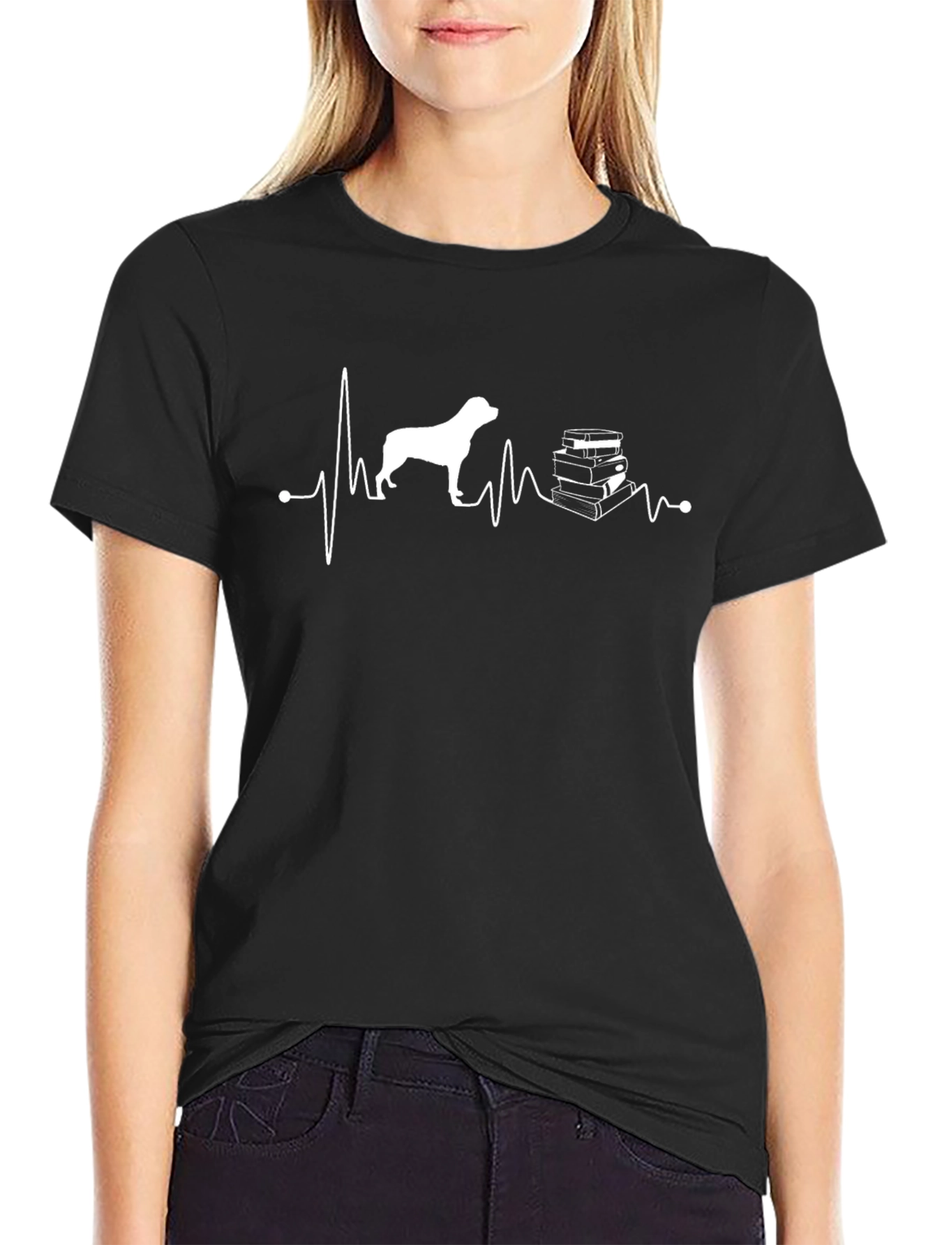 Black Dog Lover Heartbeat T-Shirt view 2