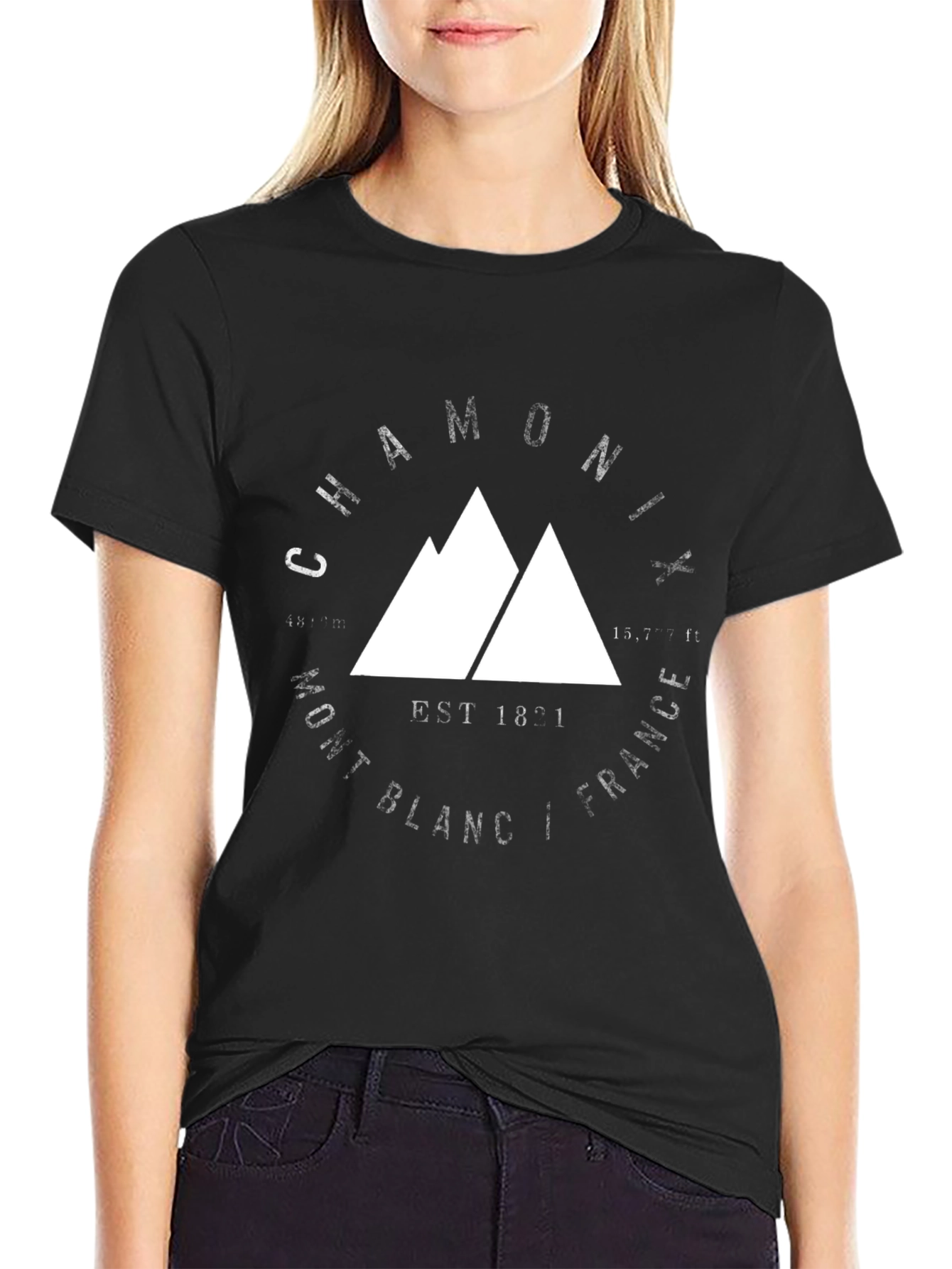 Black Chamonix Mont Blanc Graphic T-Shirt view 2