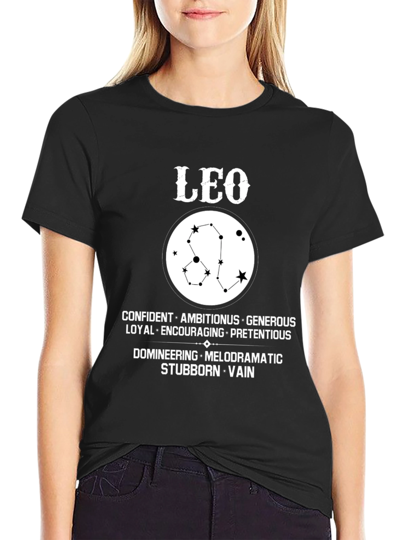 Black Leo Zodiac Constellation T-Shirt view 2