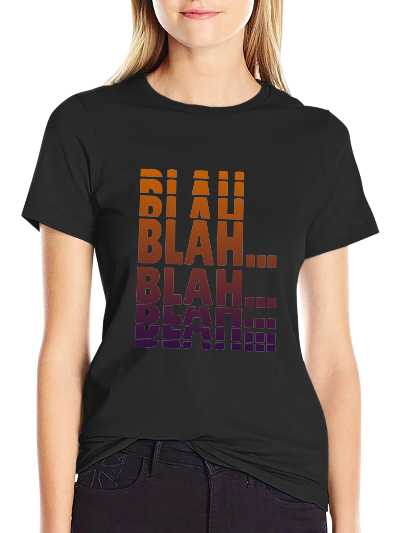 Black Blah Funky Graphic Tee - Gradient Text T-Shirt view 2