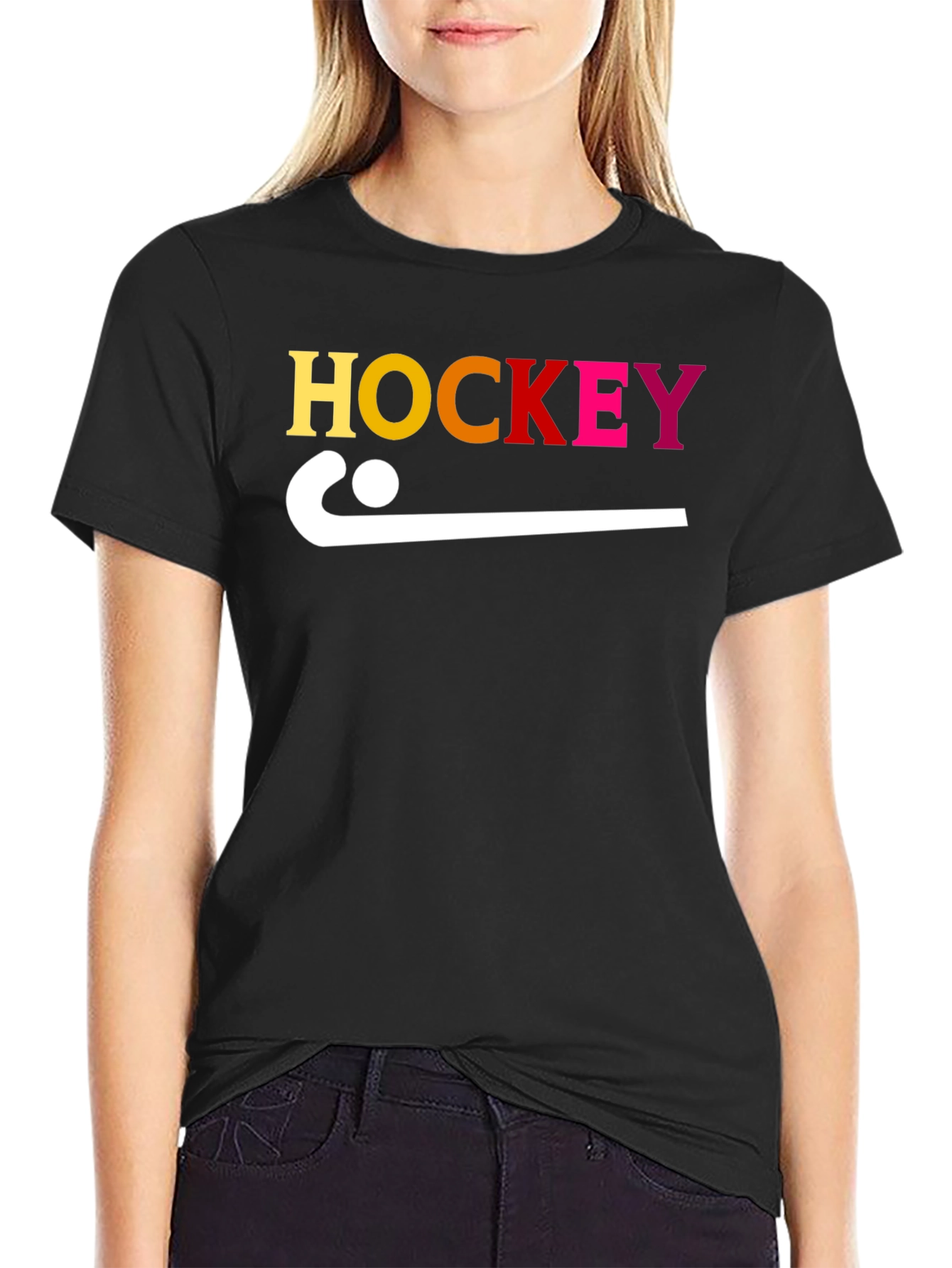 Black Hockey Stick Graphic Tee - Sporty Cotton T-Shirt view 2