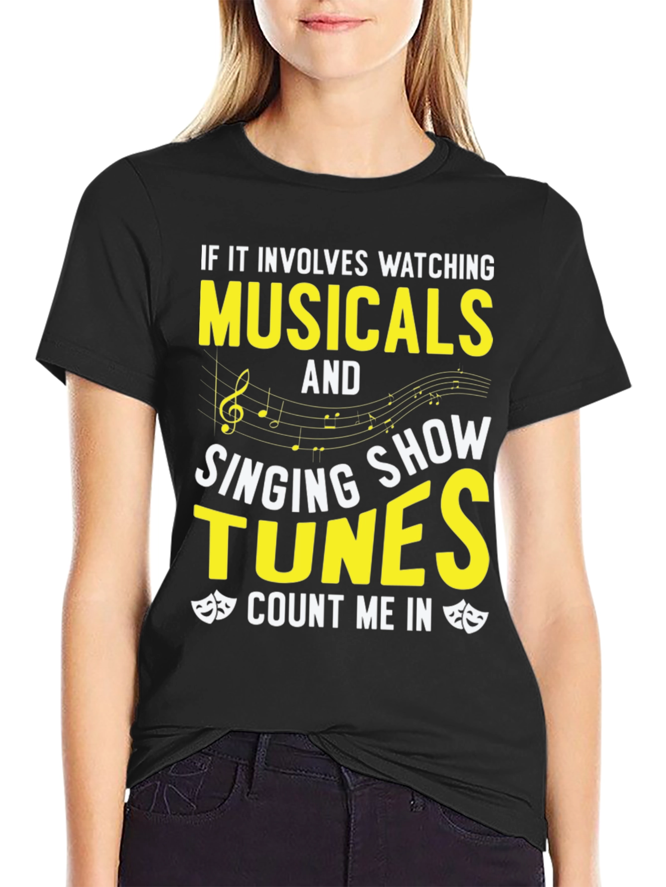 Black Musical Lover's T-Shirt: Watching, Singing, Count Me In! view 2