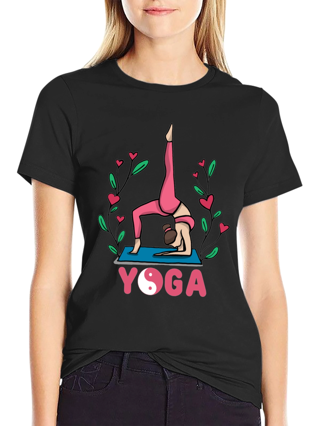 Black Yoga Pose Graphic Tee - Meditative Style view 2
