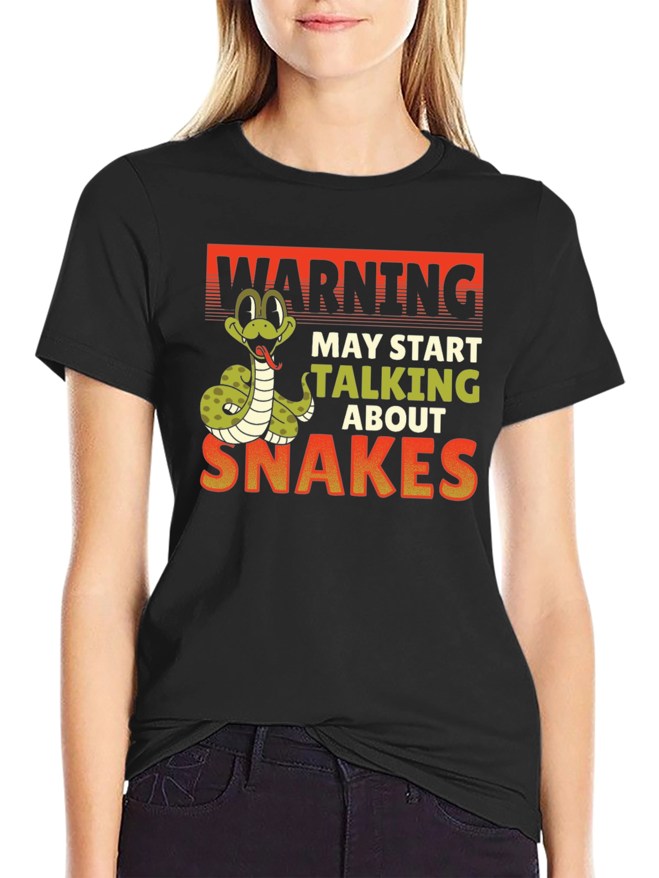 Black Warning May Start Talking About Snakes T-Shirt view 2