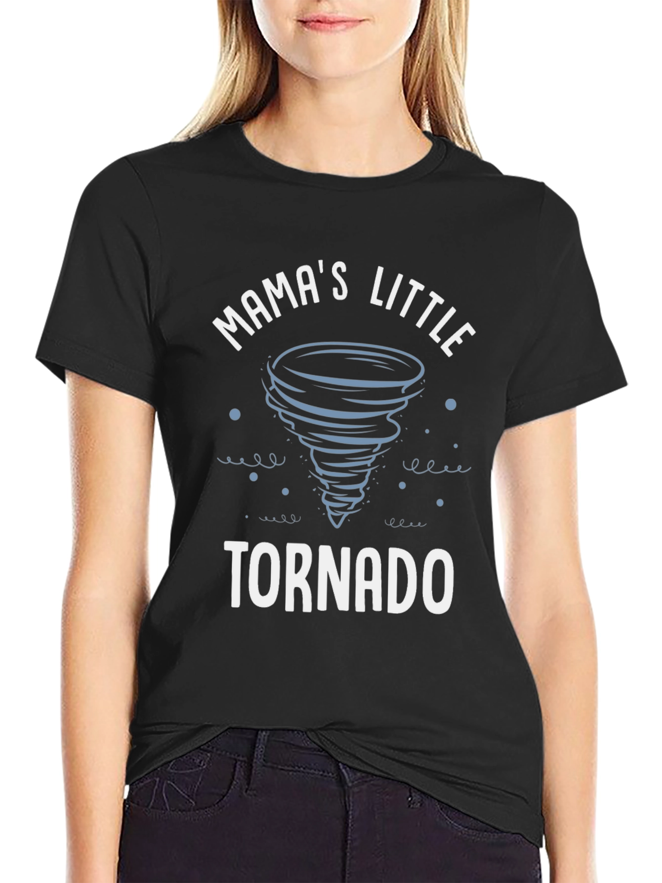 Black Mama's Little Tornado Graphic Tee - Black Cotton T-Shirt view 2