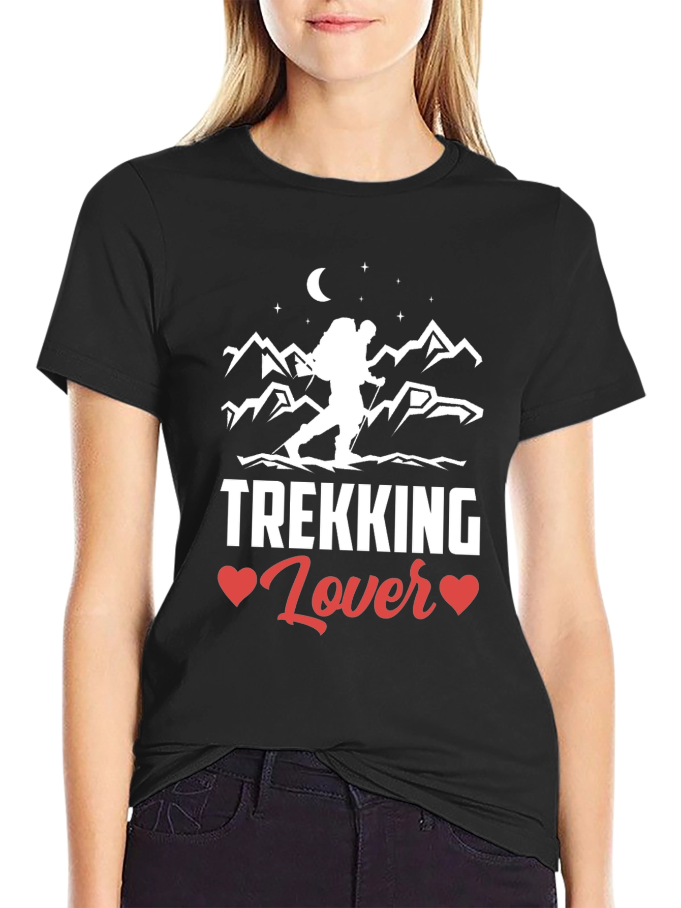 Black Trekking Lover Graphic Tee - Adventure T-Shirt view 2