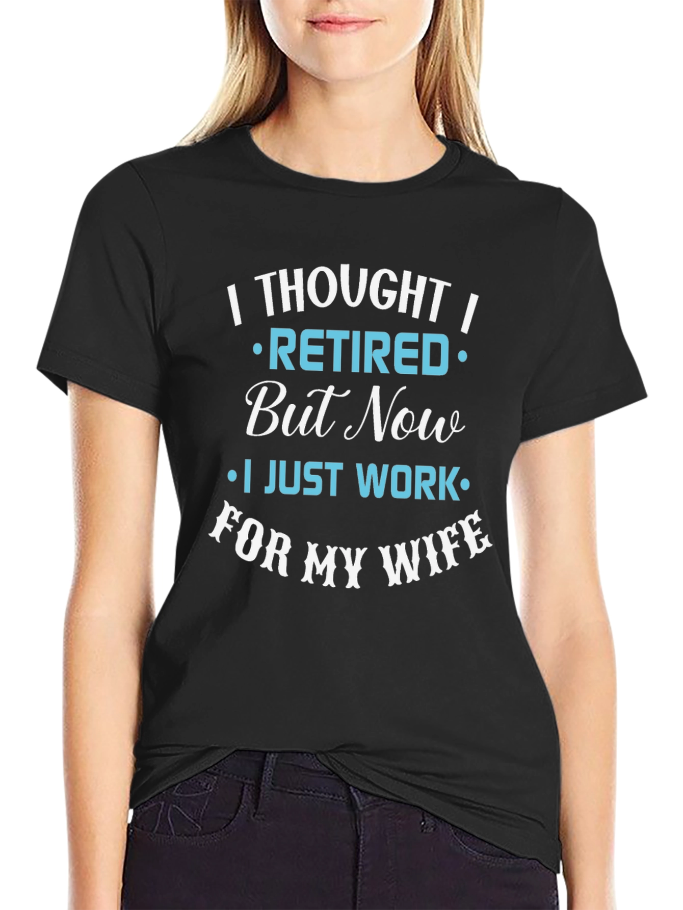 Black Funny Retired Husband T-Shirt view 2