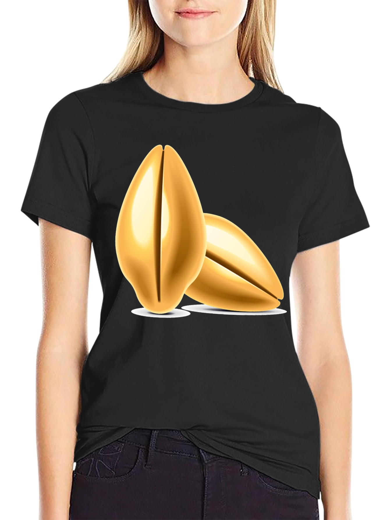 Black Peanut Graphic T-Shirt - Black Cotton Tee view 2