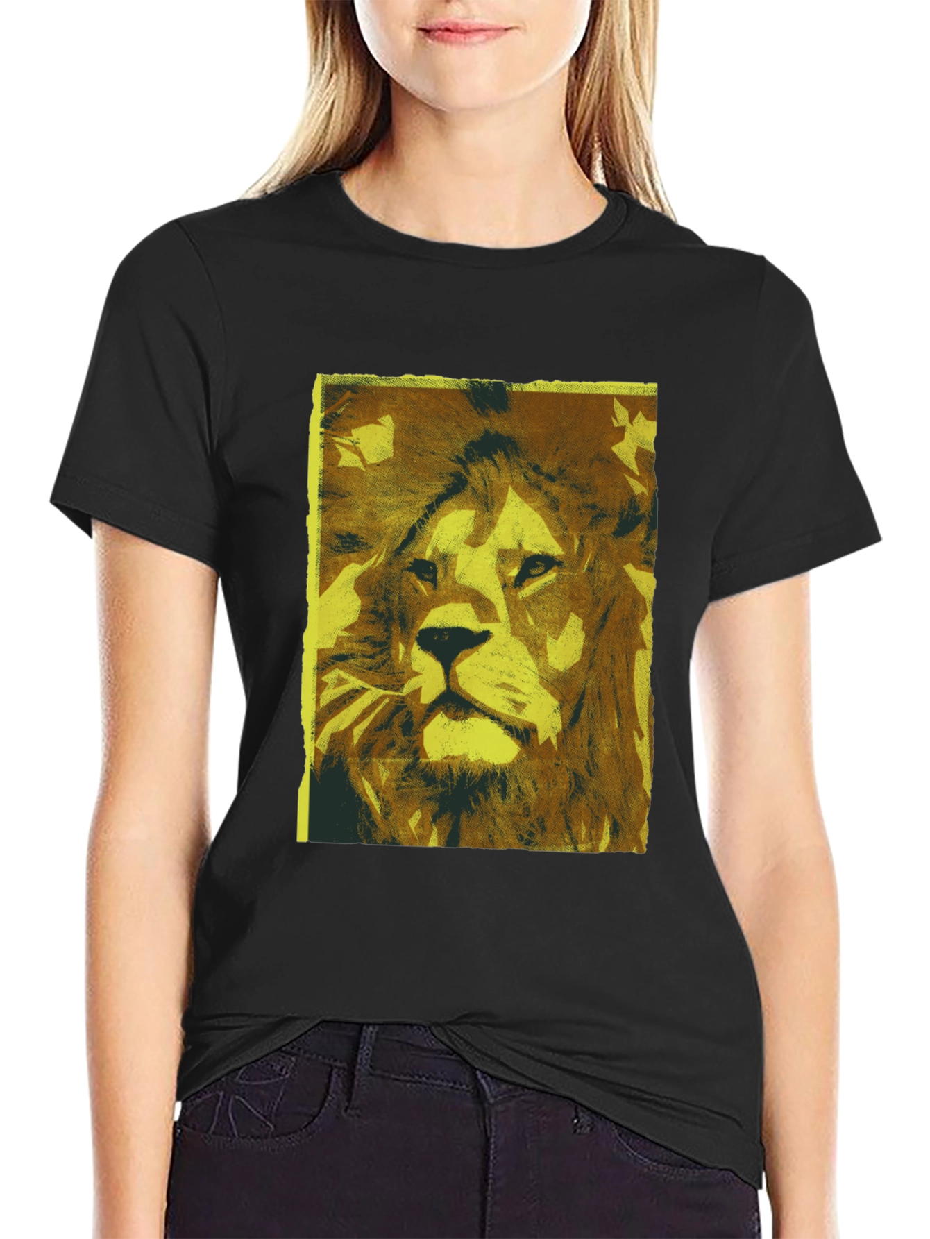 Black Lion Graphic Print Black T-Shirt view 2