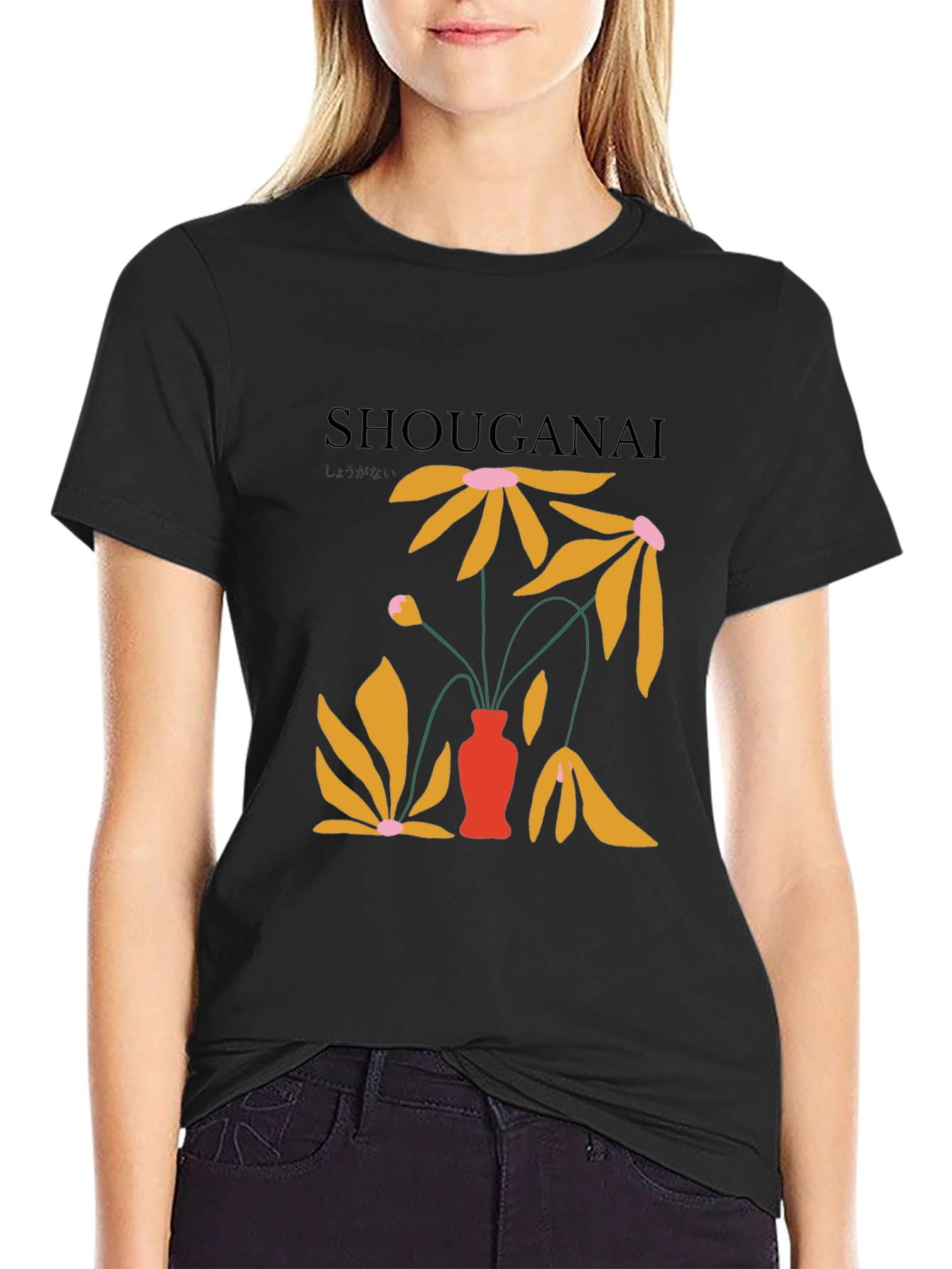 Black Shouganai Floral Graphic Tee - Black view 2