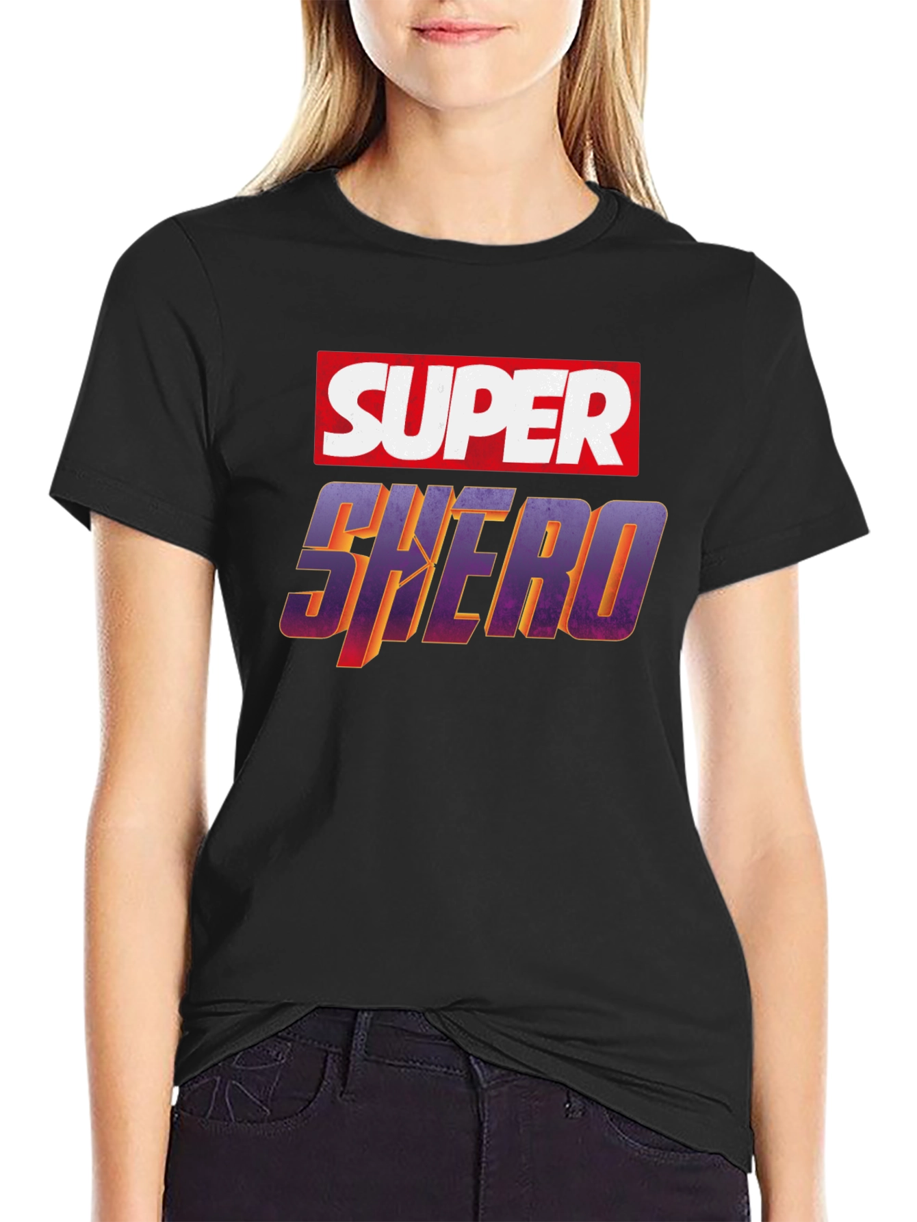 Black Super Shero Graphic Tee - Black Unisex T-Shirt view 2