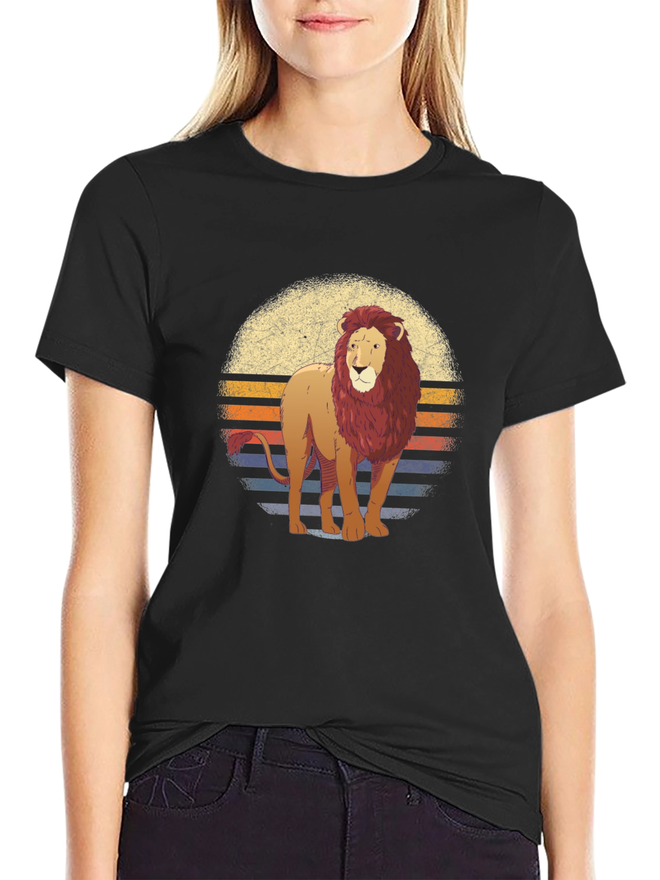 Black Lion Sunset Graphic T-Shirt view 2