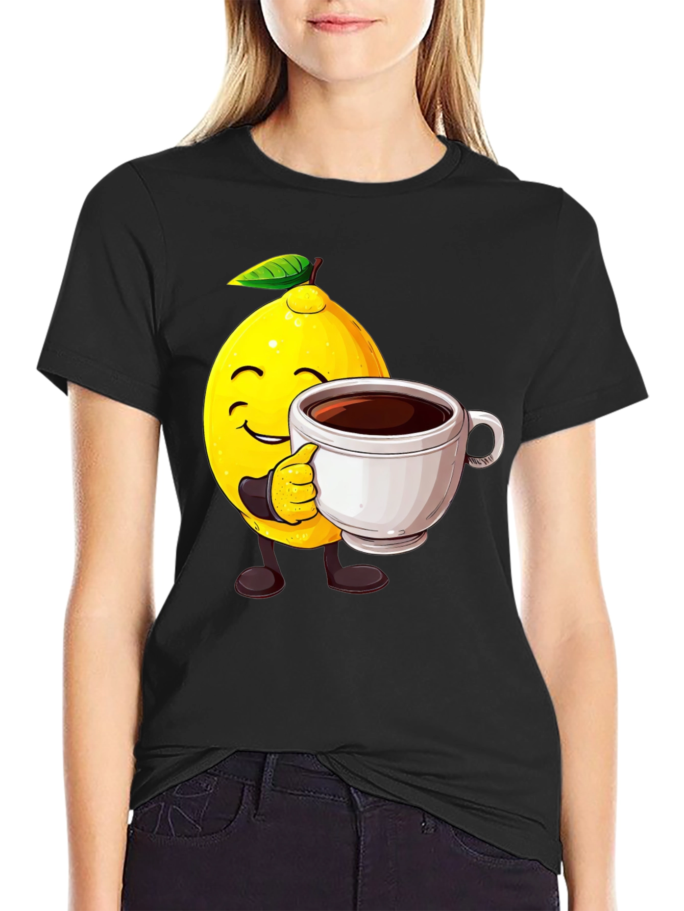 Black Lemon Coffee T-Shirt - Unique Graphic Tee view 2