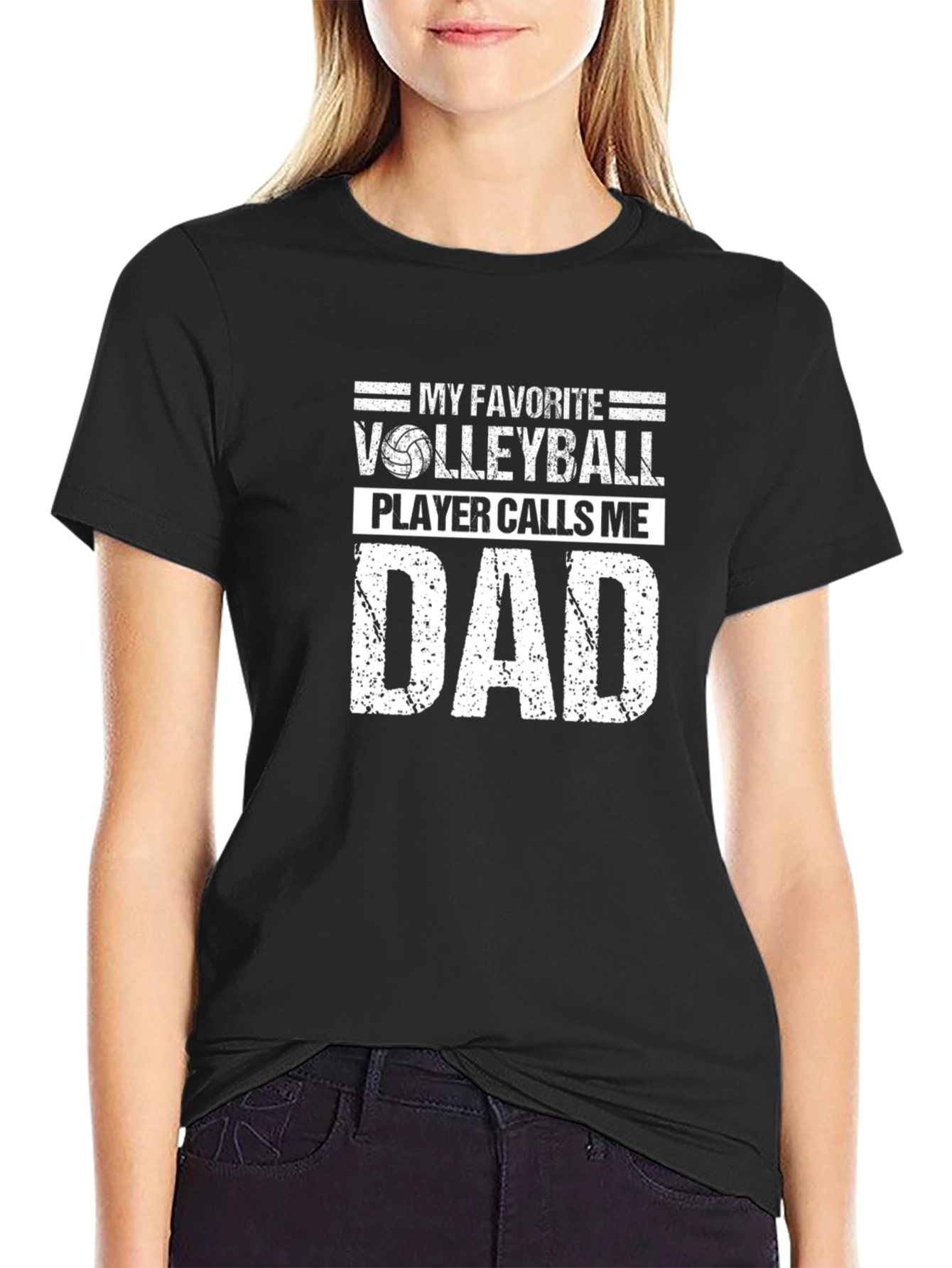 Black Volleyball Dad T-Shirt - Gift for Volleyball Dads view 2