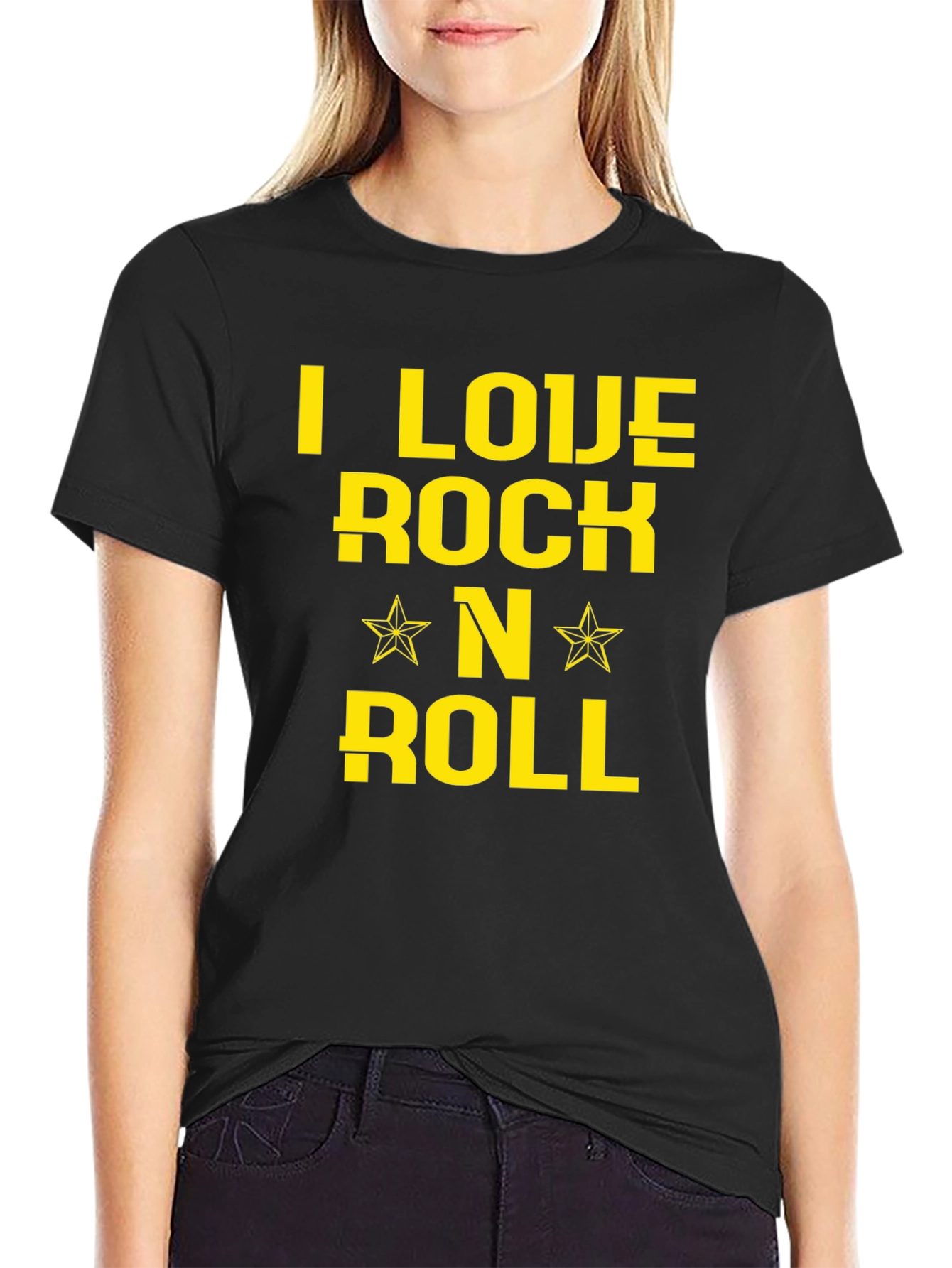 Black I Love Rock N Roll Black Graphic Tee view 2