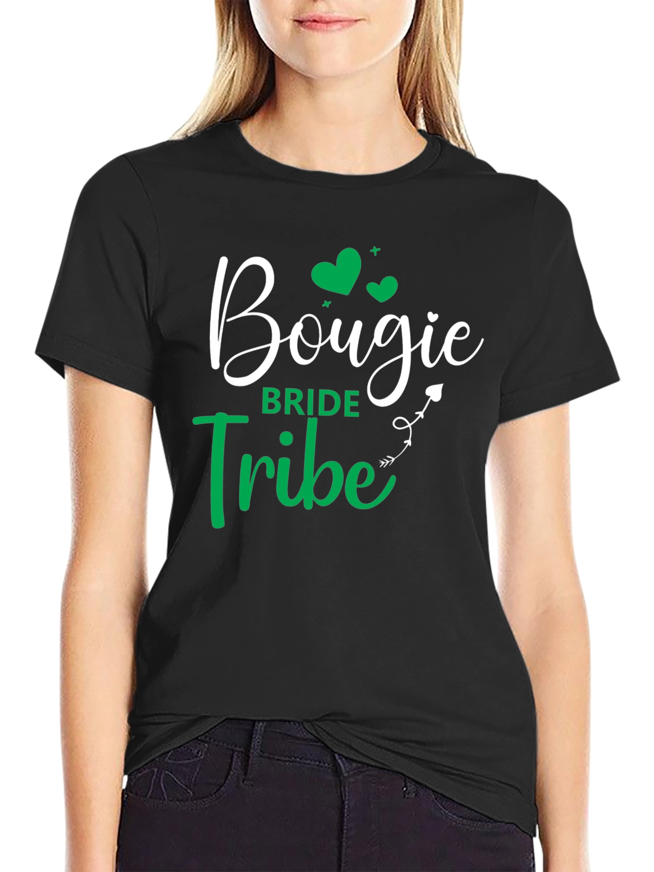 Black Bougie Bride Tribe T-Shirt - Black Crew Neck view 2