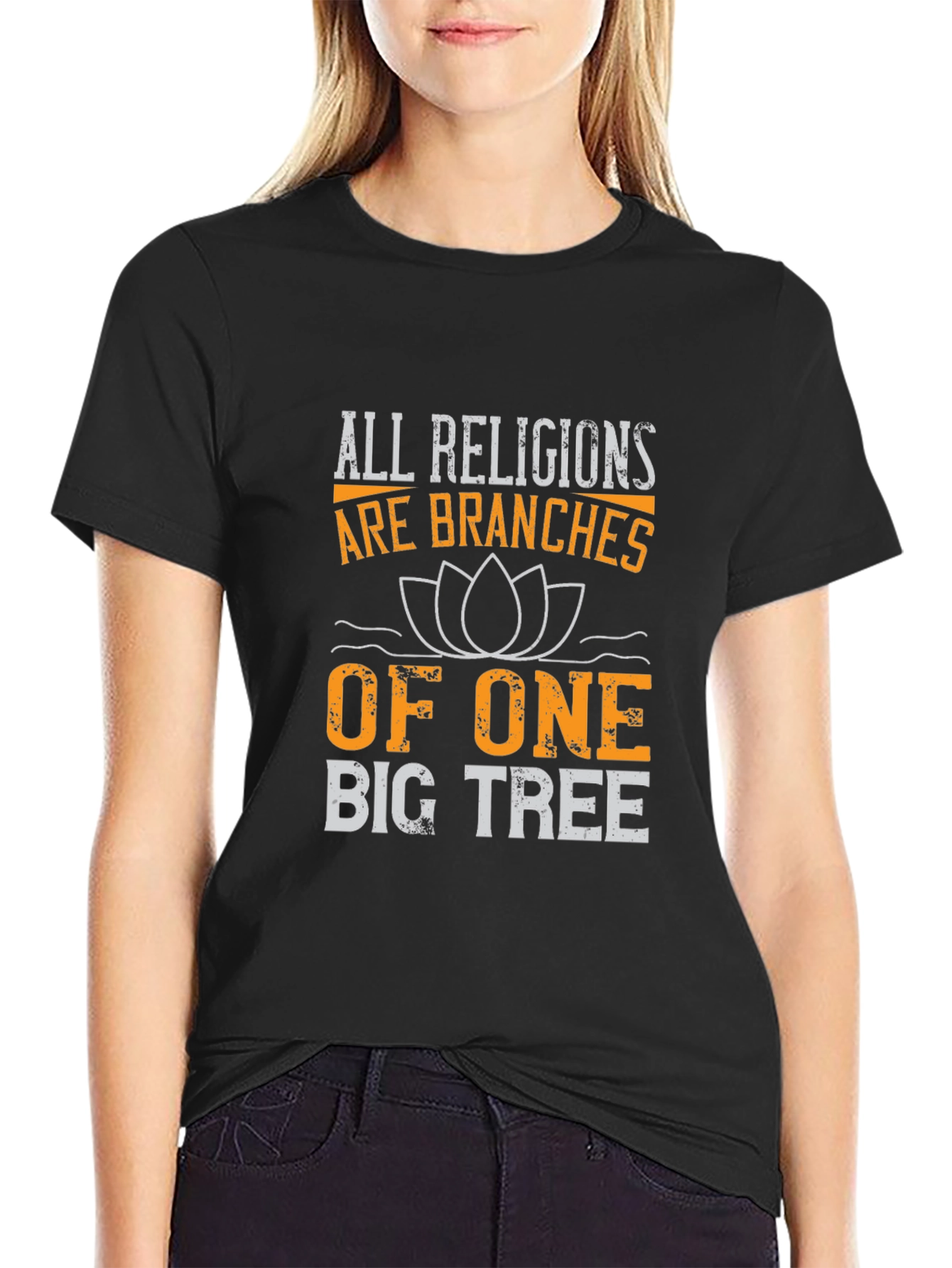 Black All Religions One Big Tree T-Shirt view 2