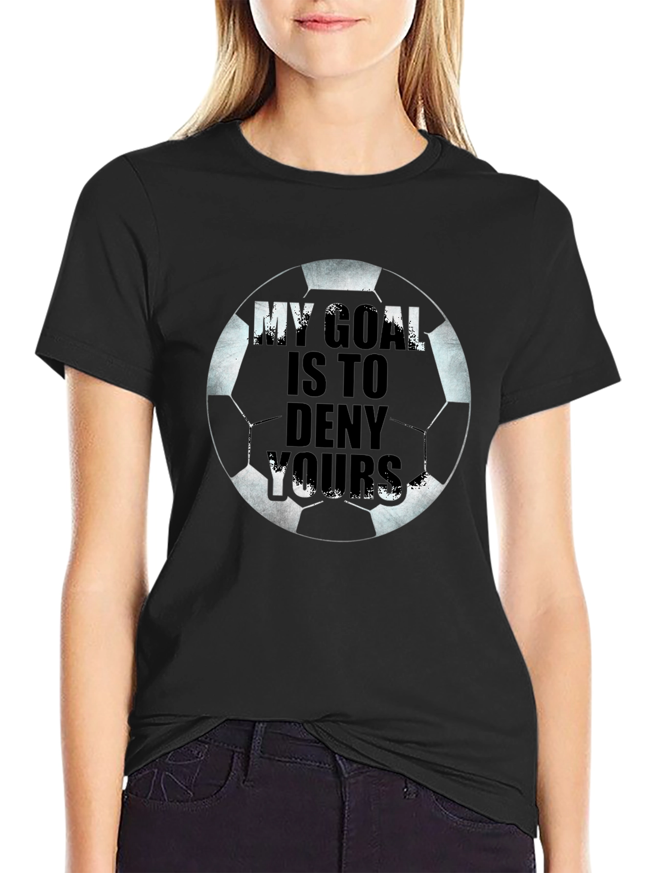 Black Soccer Goal T-Shirt - Deny Yours! view 2