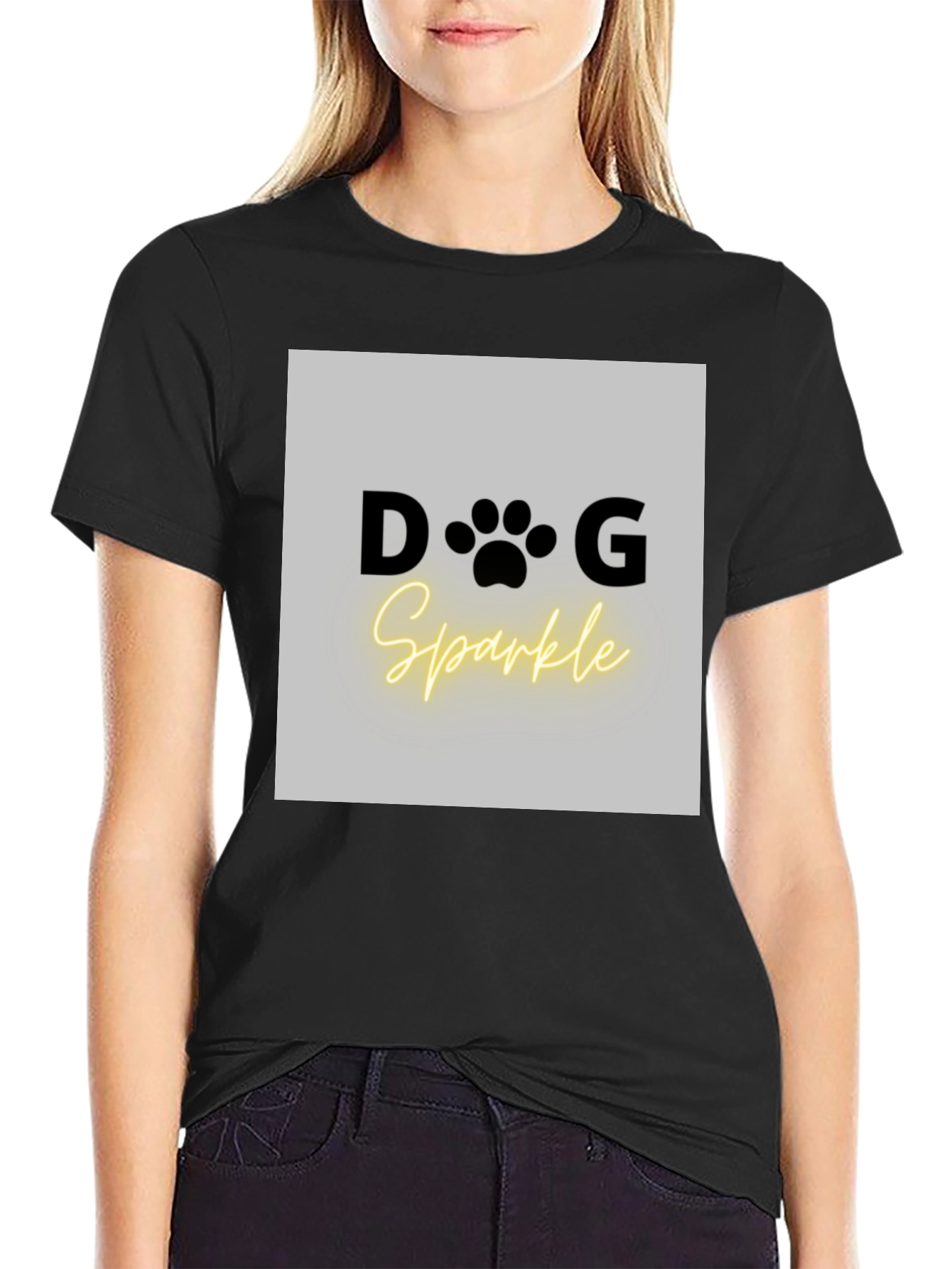 Black Dog Sparkle Graphic Tee - Unisex Black T-Shirt view 2