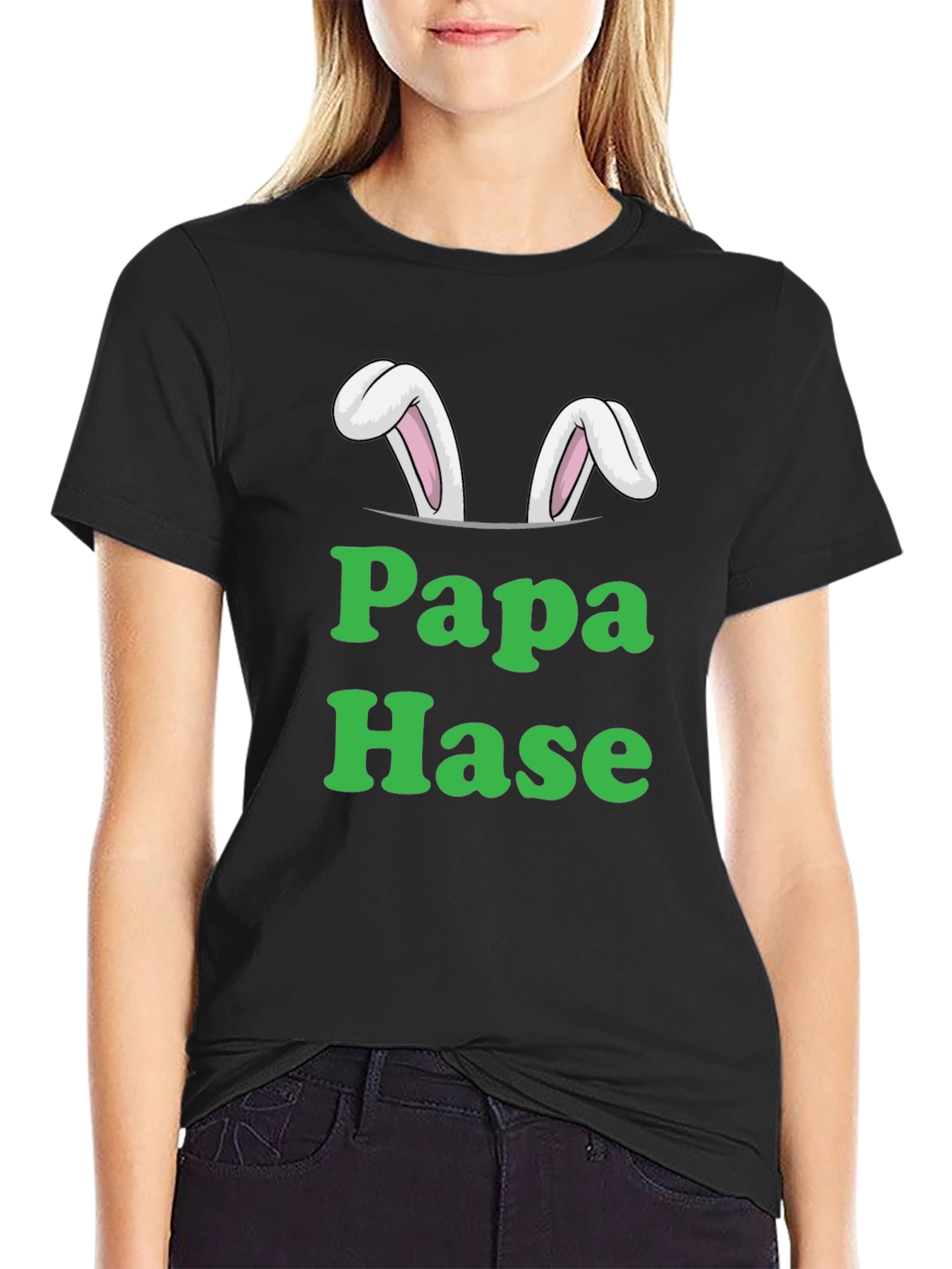Camiseta Negra Papa Hase - Diseño Divertido de Pascua
