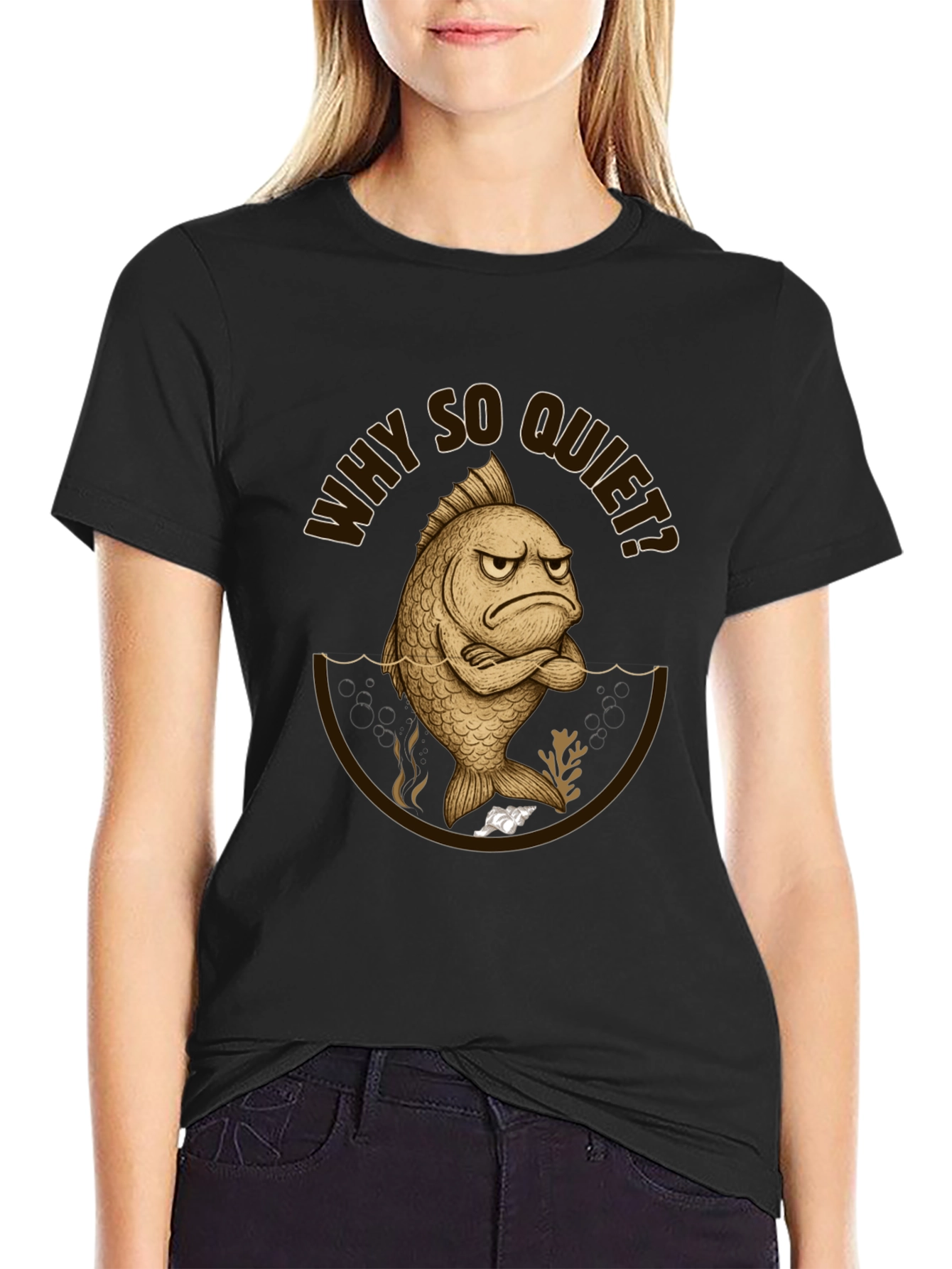 Black Why So Quiet Fish T-Shirt view 2