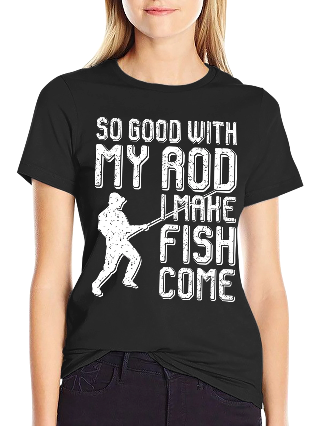 Black Funny Fishing T-Shirt - So Good With My Rod! view 2