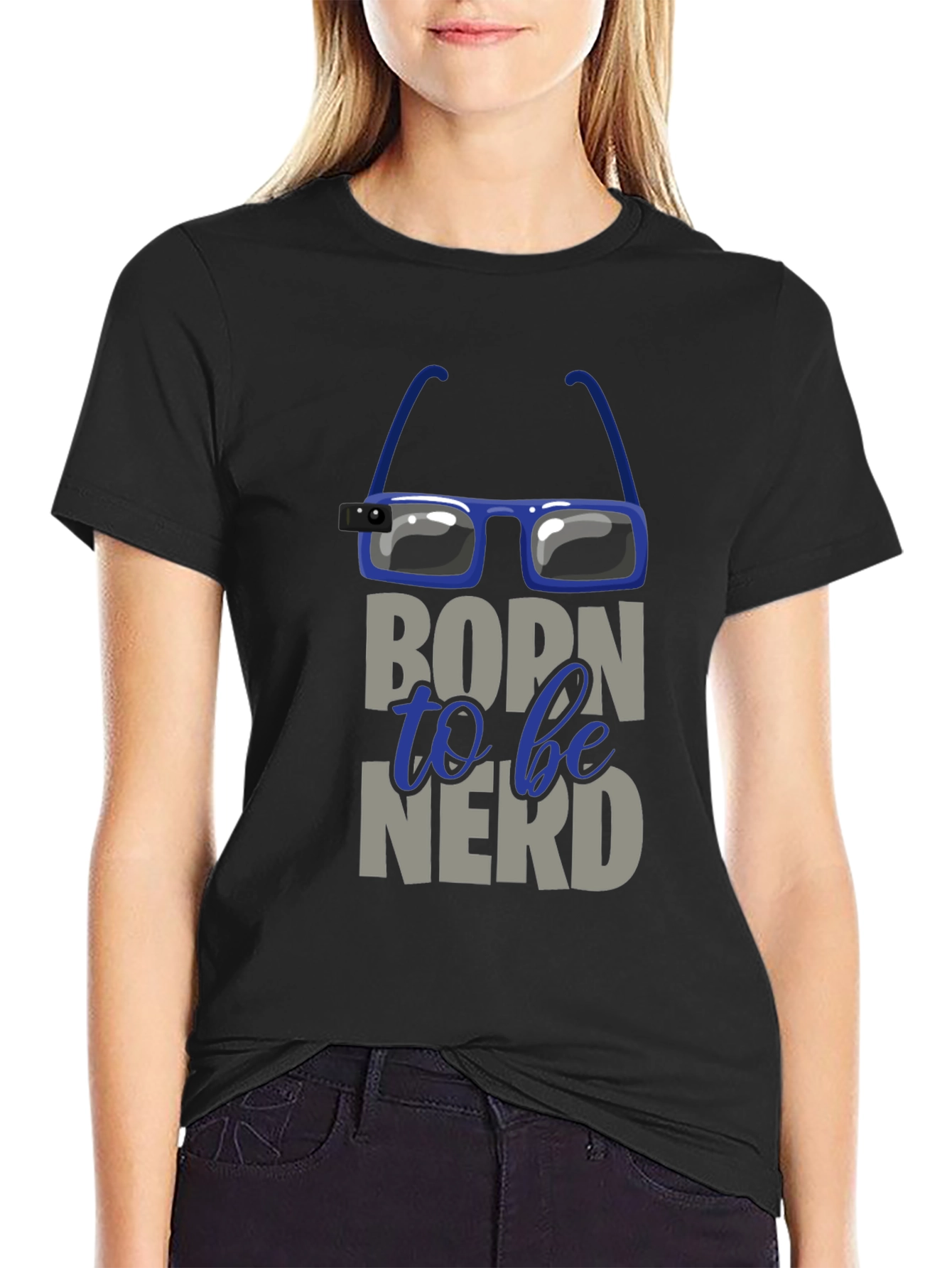 Black Born to be Nerd T-Shirt view 2