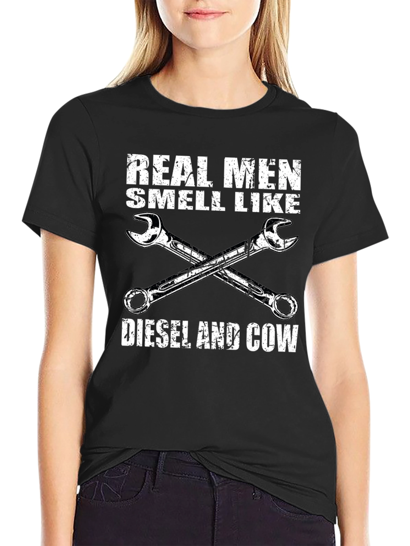 Black Real Men Diesel & Cow T-Shirt view 2