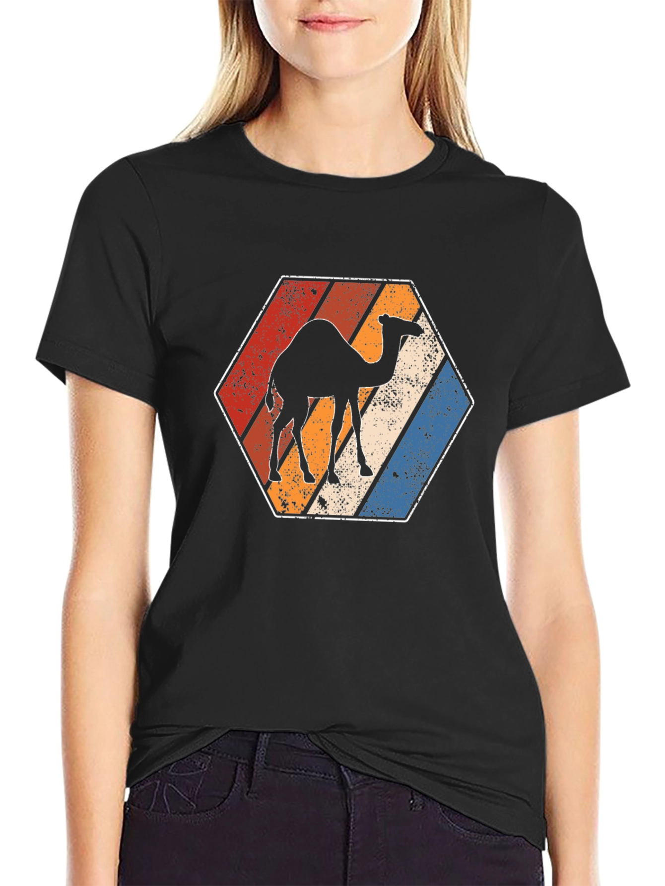 Black Retro Camel T-Shirt - Desert Vibes view 2