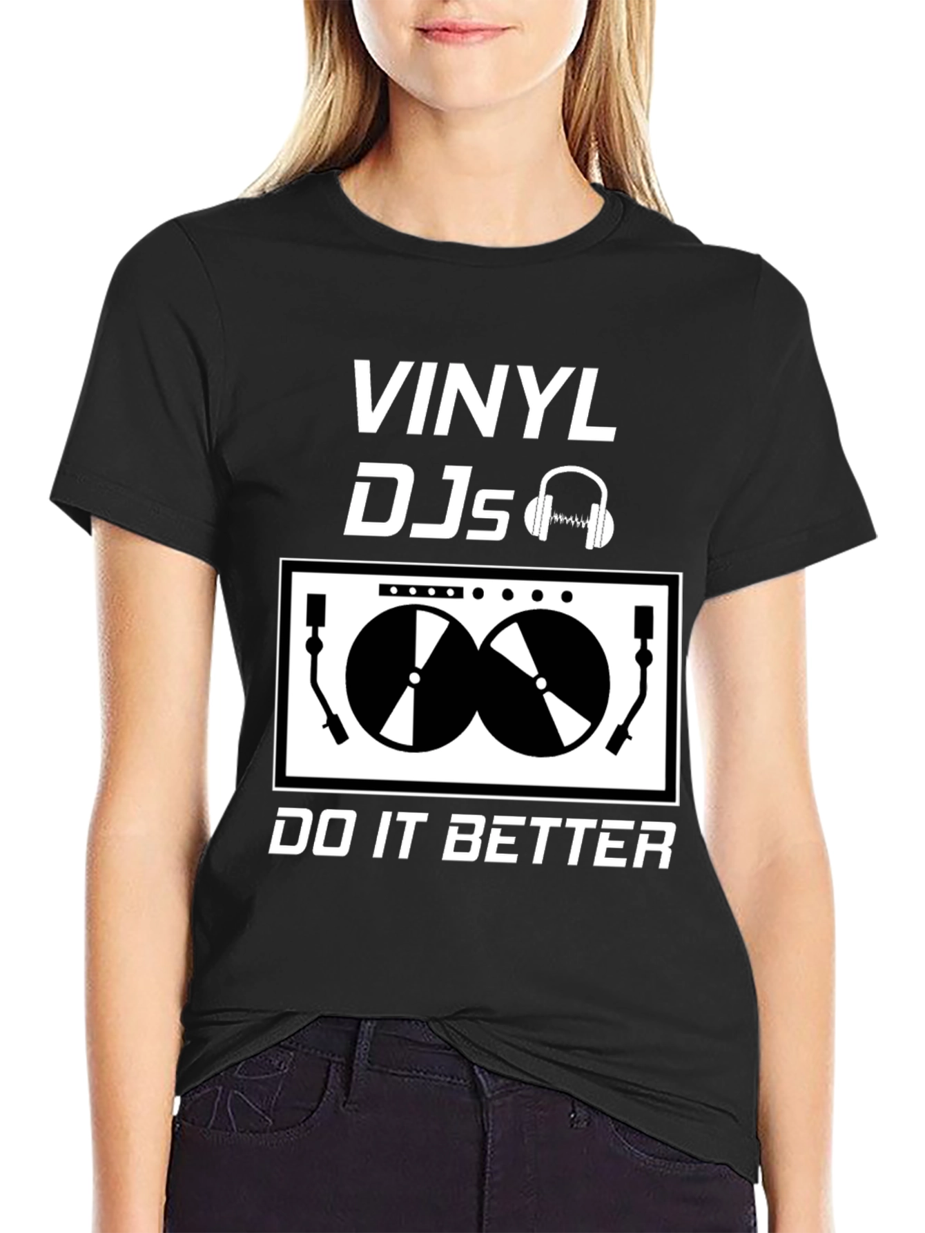 Black Vinyl DJs Do It Better Graphic T-Shirt view 2