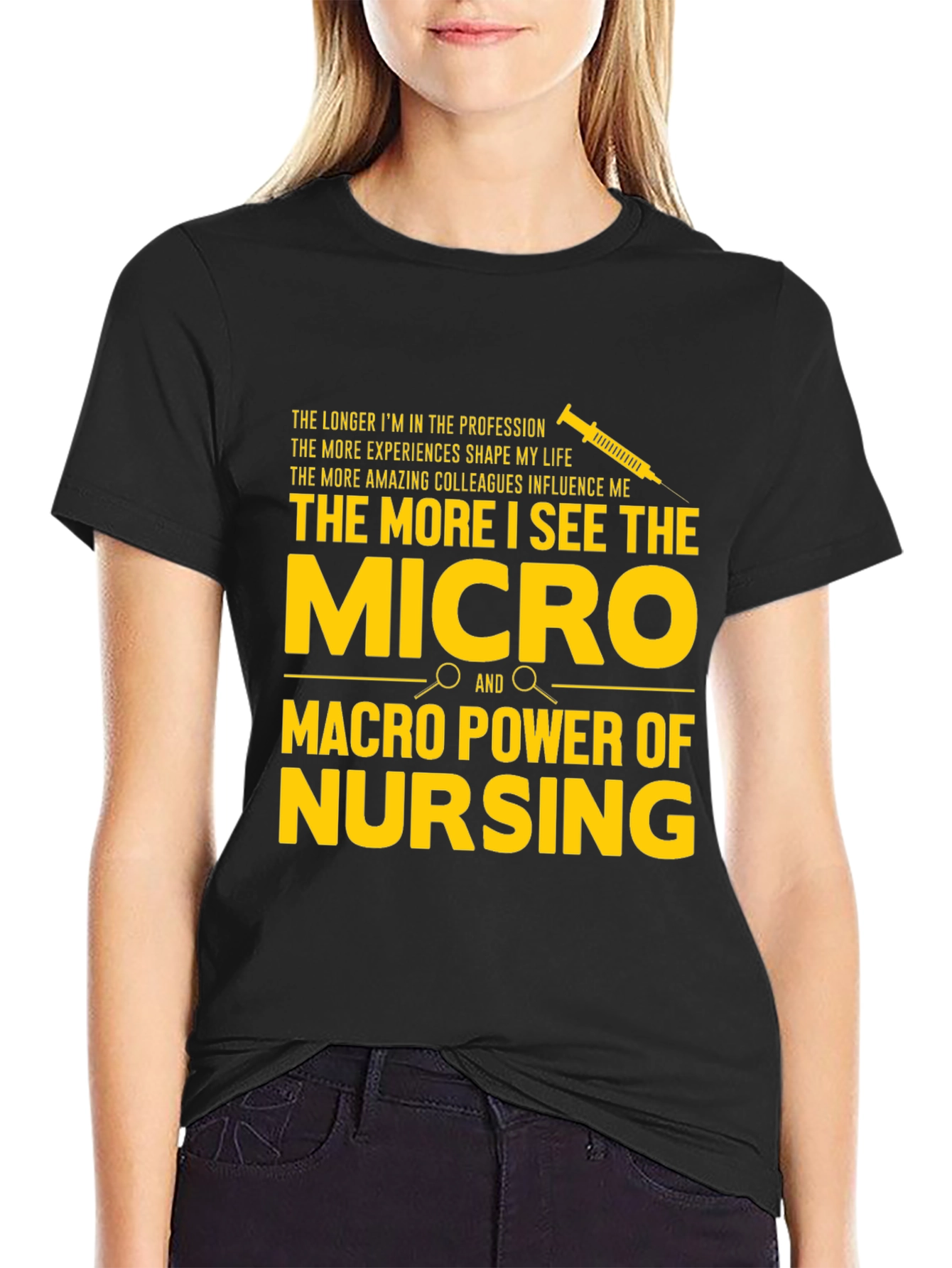 Black Nursing Power T-Shirt - Micro & Macro Appreciation view 2