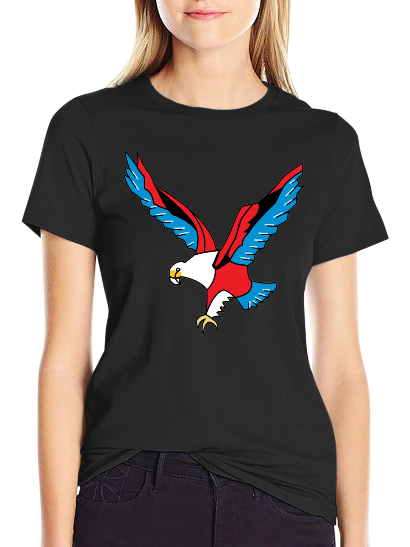 Black Bold Eagle Graphic Black T-Shirt view 2