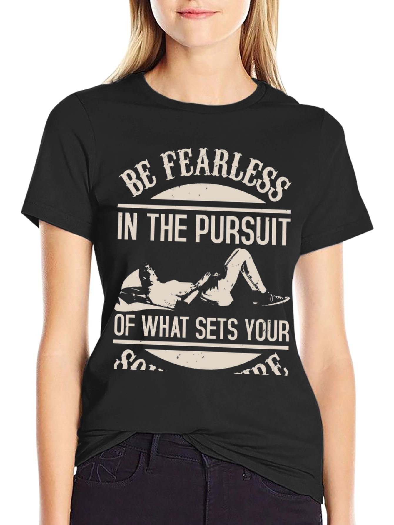 Black Fearless Pursuit Graphic T-Shirt - Black view 2