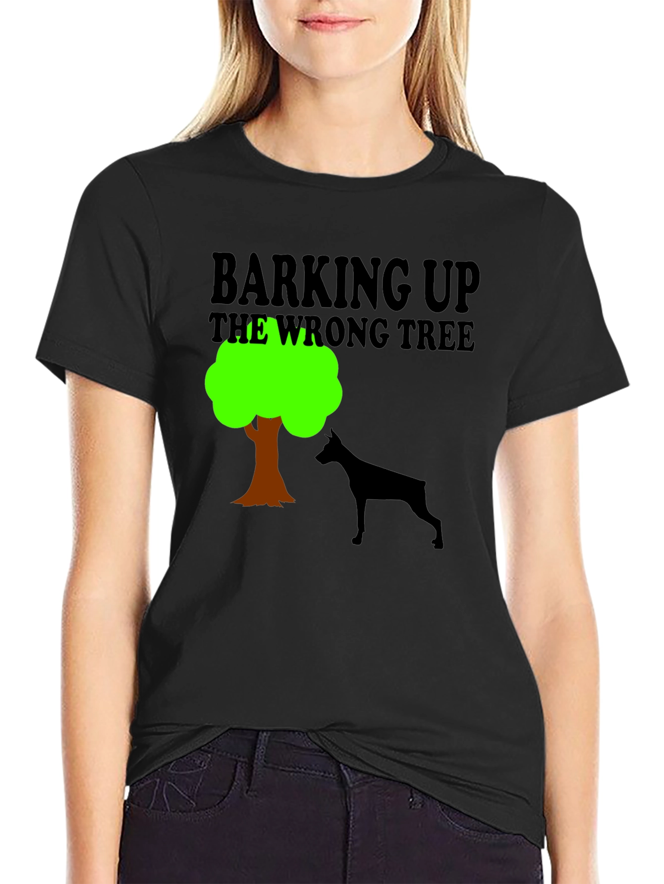 Black Barking Up the Wrong Tree Graphic Tee view 2